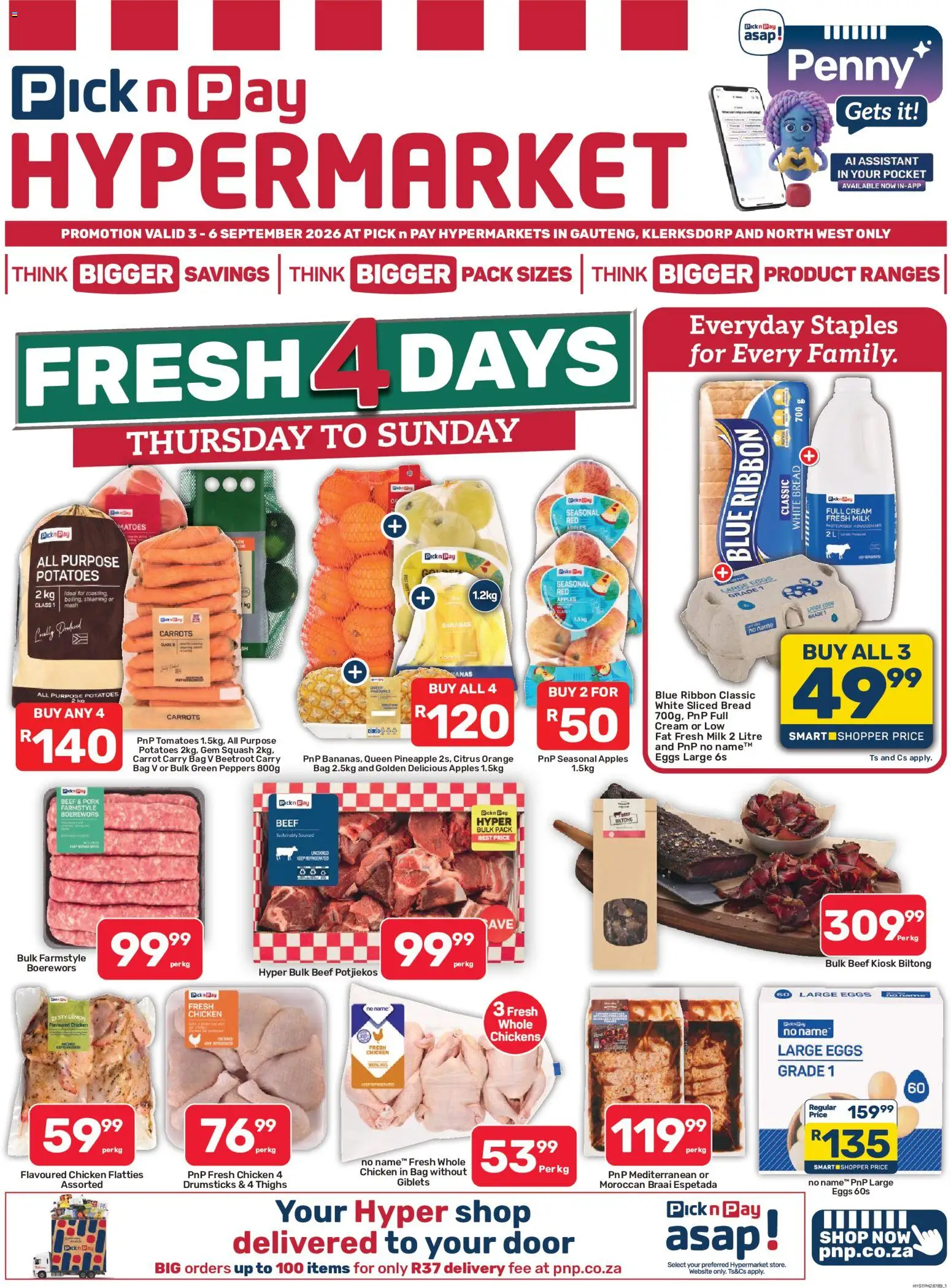 New Pick n Pay catalogue – valid from 03/09/2026 | Page: 1 | Products: Boerewors, Bread, Beef, Carrots