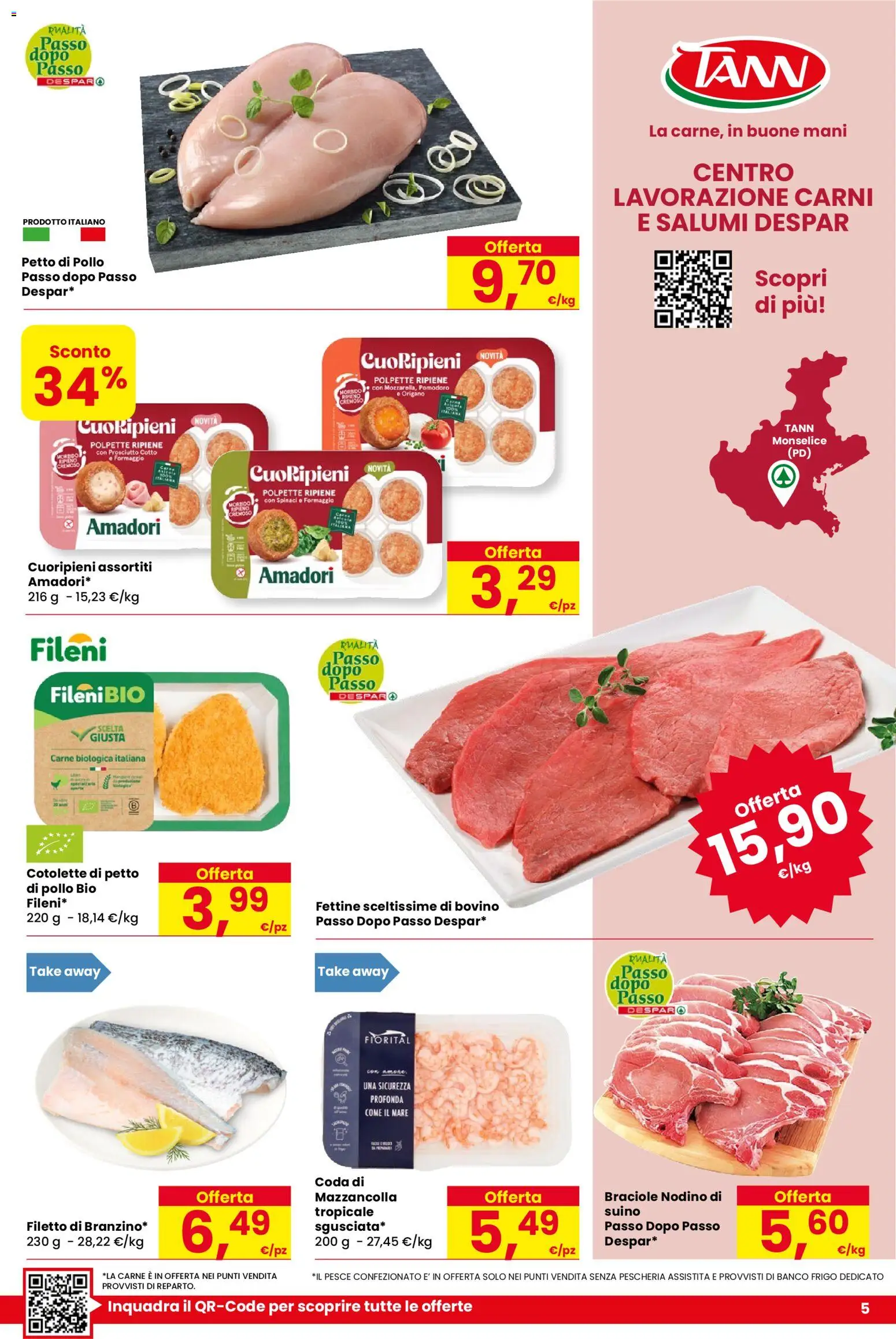 Volantino Despar del 17/09/2026 | Pagina: 5 | Prodotti: Prosciutto Cotto, Filetto, Formaggio, Polpette