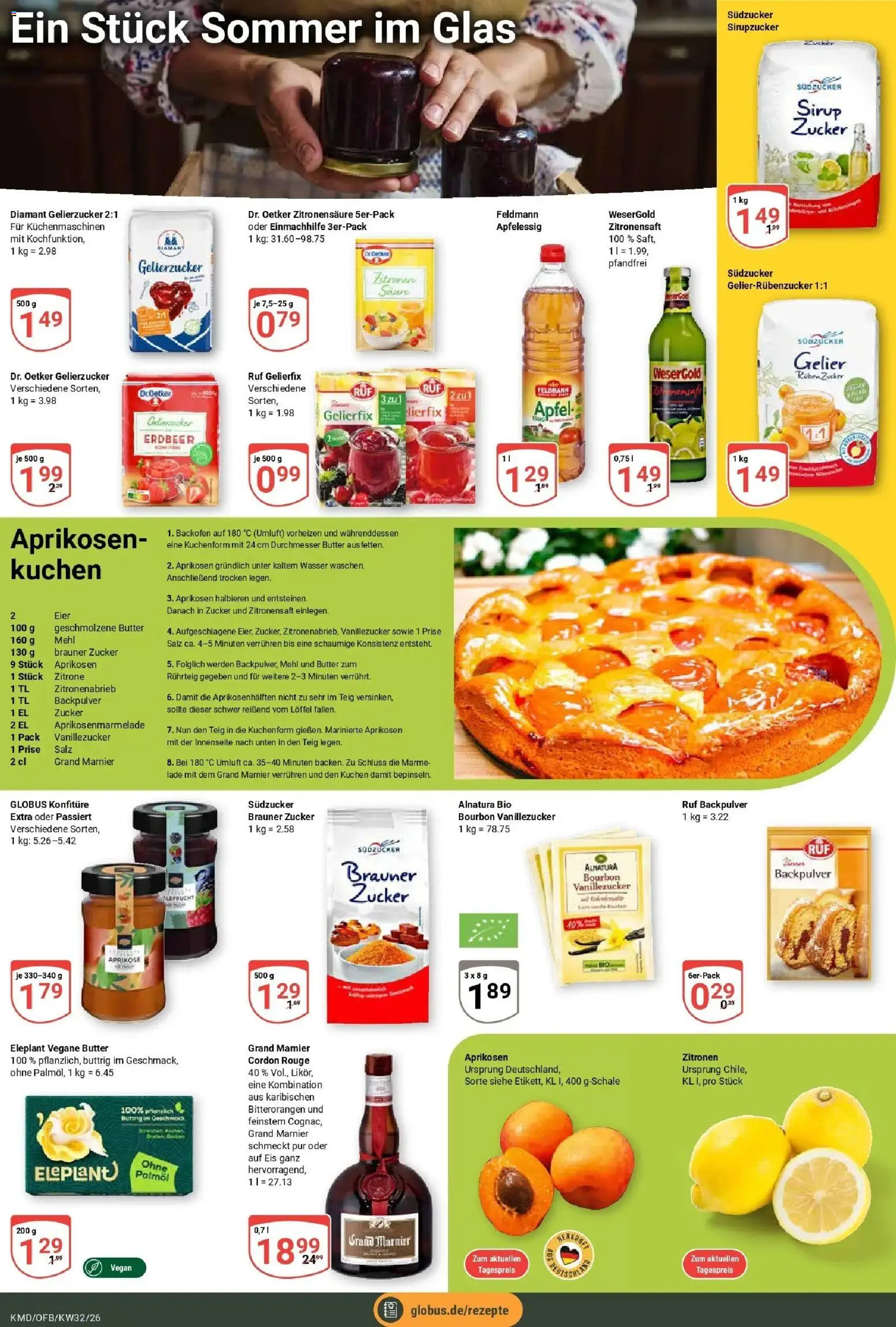 Globus Prospekt Köln (ab 03.08.2026) » Angebote online | Seite: 12 | Produkte: Gelierzucker, Butter, Wasser, Kuchen