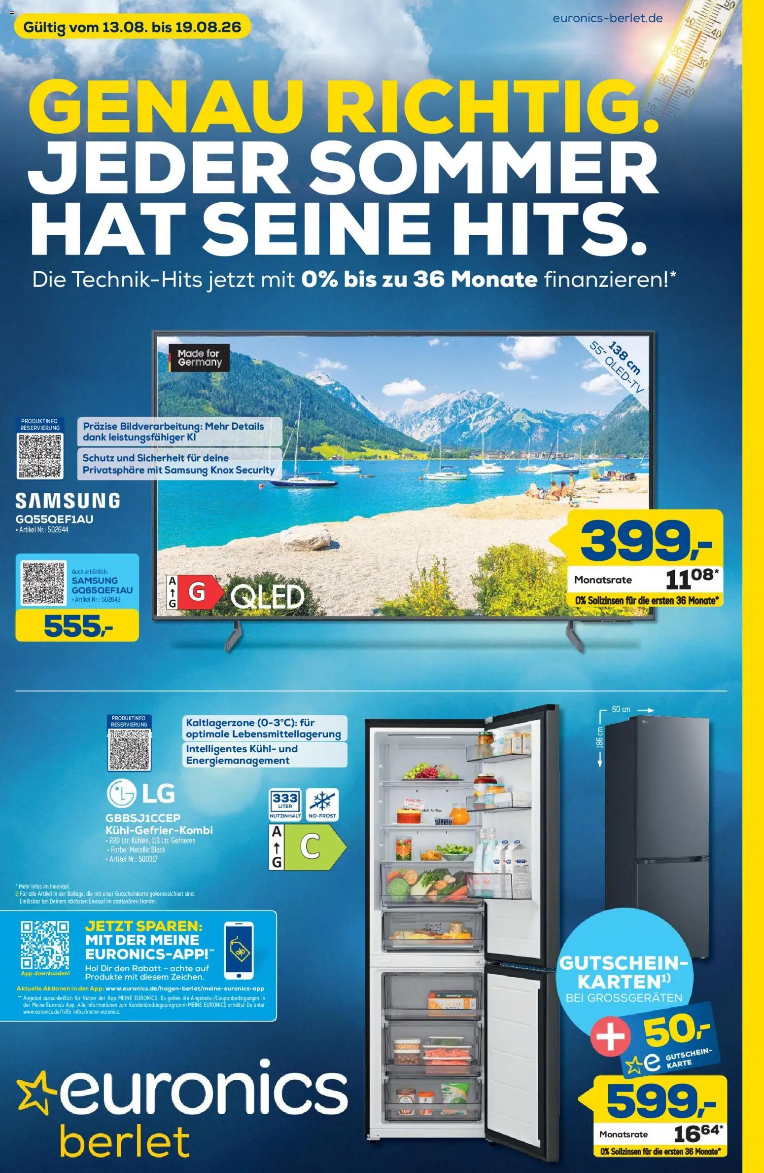 Euronics Prospekt Berlet – gültig ab 13.08.2026 | Seite: 1 | Produkte: Samsung