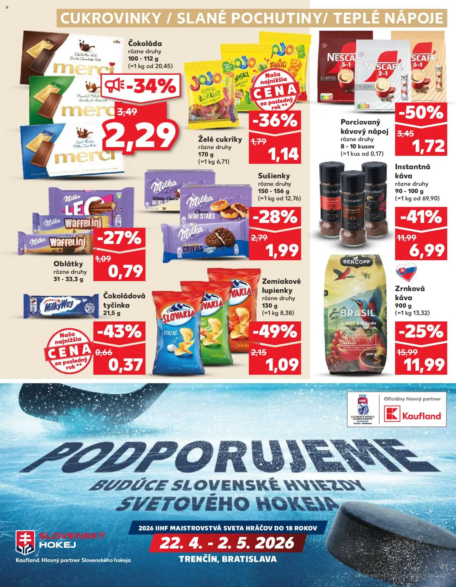 Nové Kaufland akcie – leták je platný od 23.04.2026 | Strana: 41 | Produkty: Davidoff, Káva, Merci, Milka