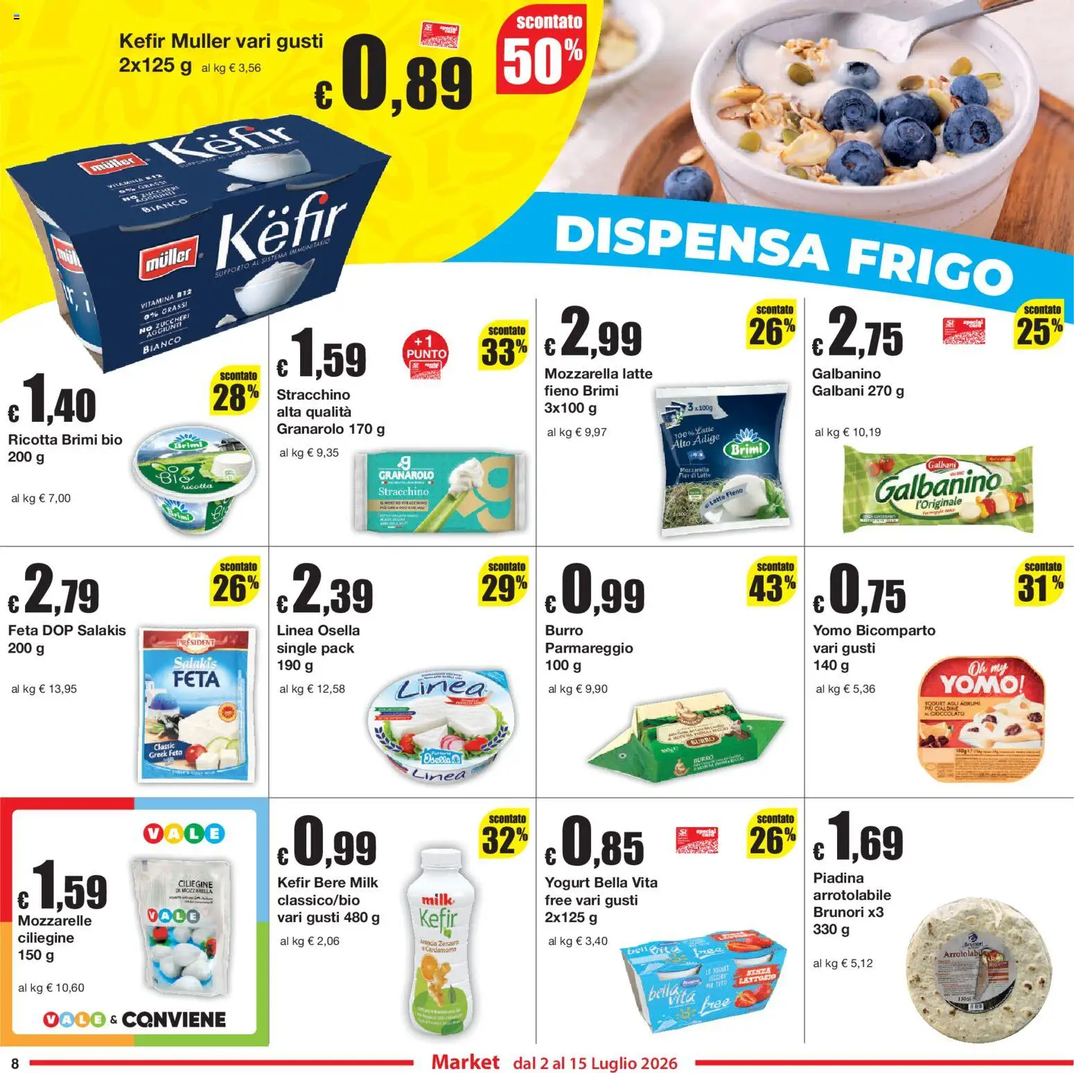 Volantino Sì con Te del 02/07/2026 | Pagina: 8 | Prodotti: Yogurt, Cioccolato, Mozzarella, Stracchino