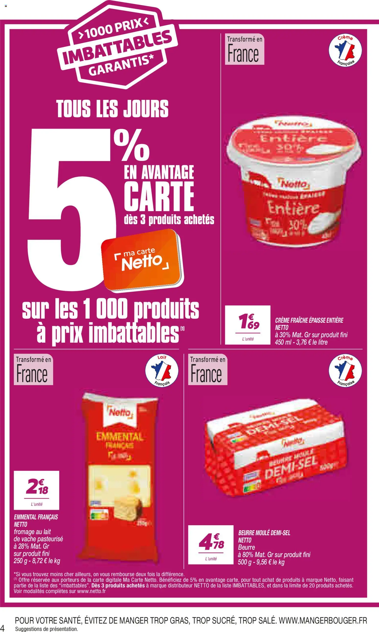 {H1} | Page: 4 | Produits: Emmental, Lait, Fromage, Crème