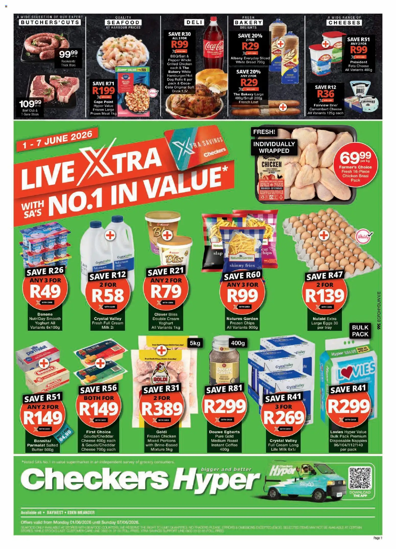 New Checkers catalogue – valid from 01.06.2026 | Page: 1 | Products: Steak, Eggs, Chips, Seafood