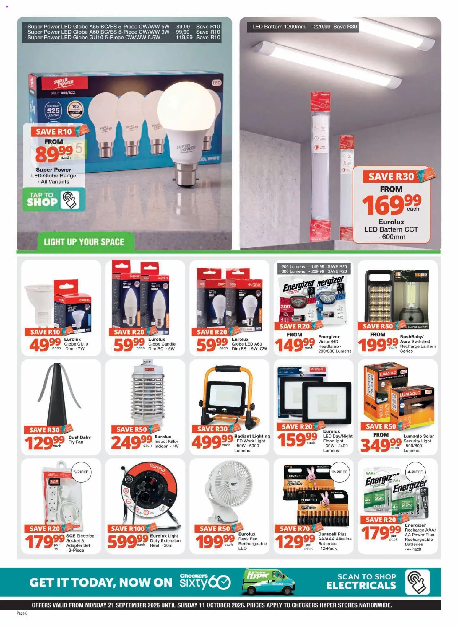 New Checkers catalogue – valid from 21/09/2026 | Page: 6 | Products: Desk, Fan, Socket, Light