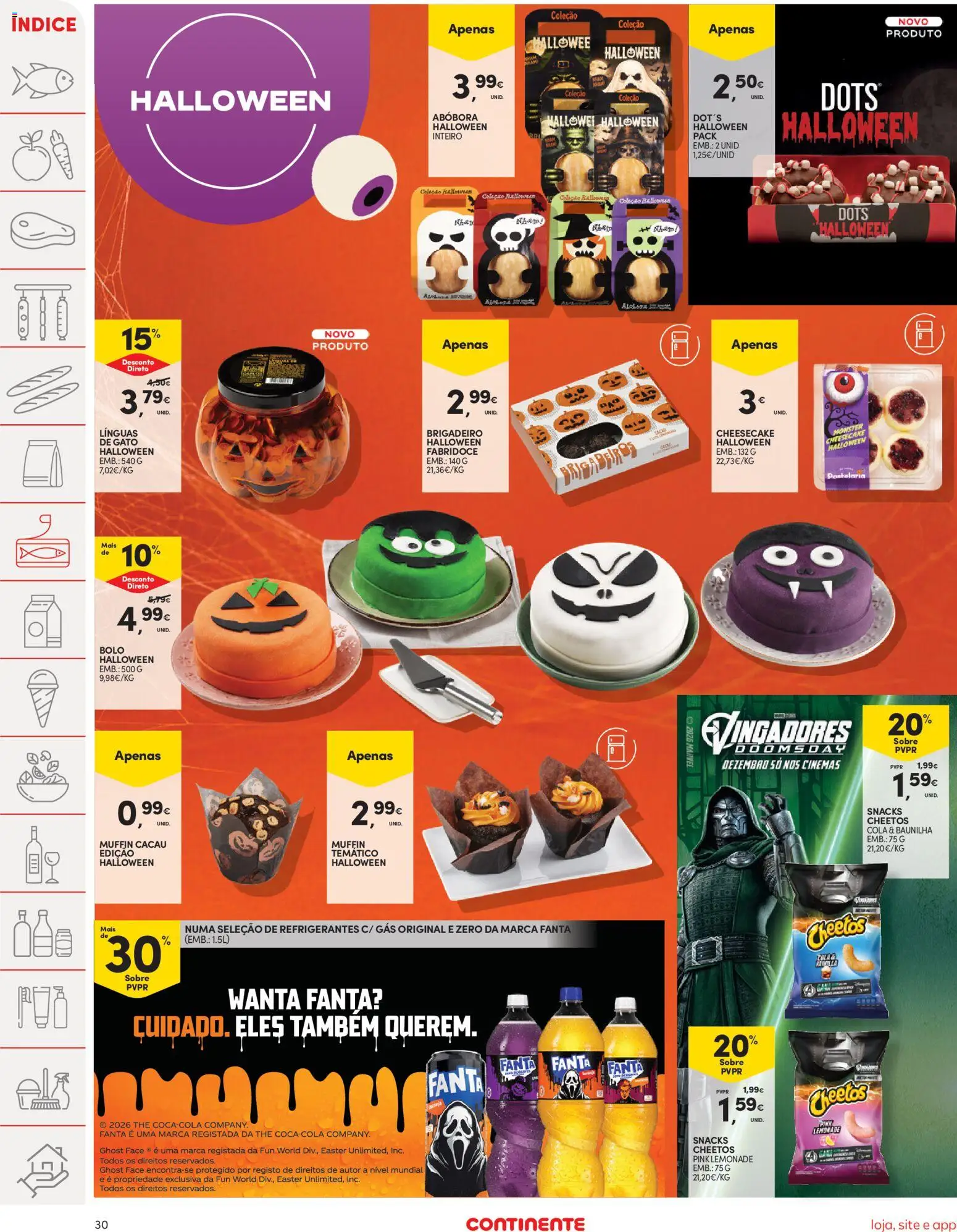 Continente folheto │ válido de 20/10/2026 | Página: 30 | Produtos: Baunilha, Bolo, Snacks, Colete