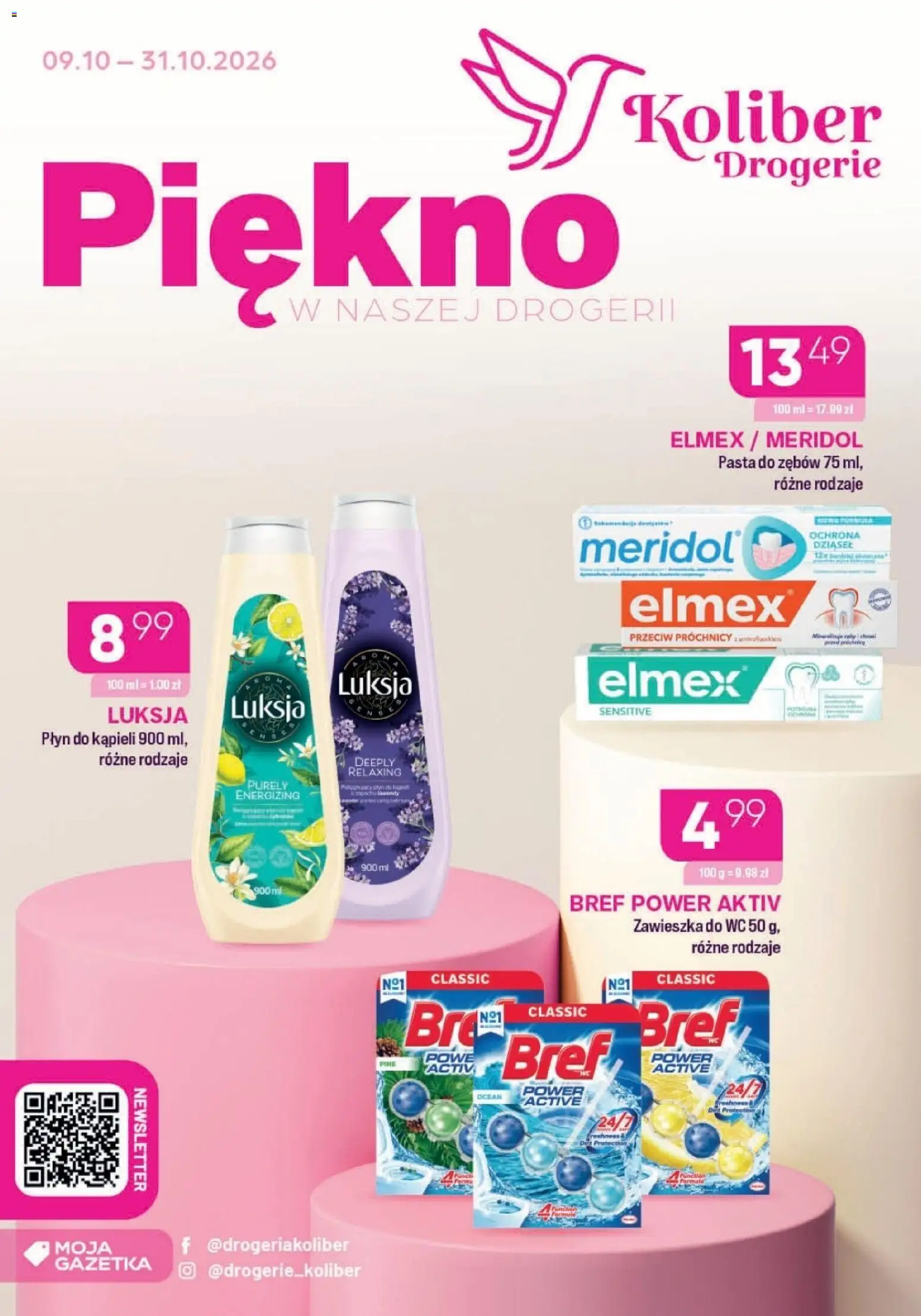 Koliber gazetka od 09.10.2026 | Strona: 1 | Produkty: Płyn do kąpieli, Pasta, Pasta do zębów