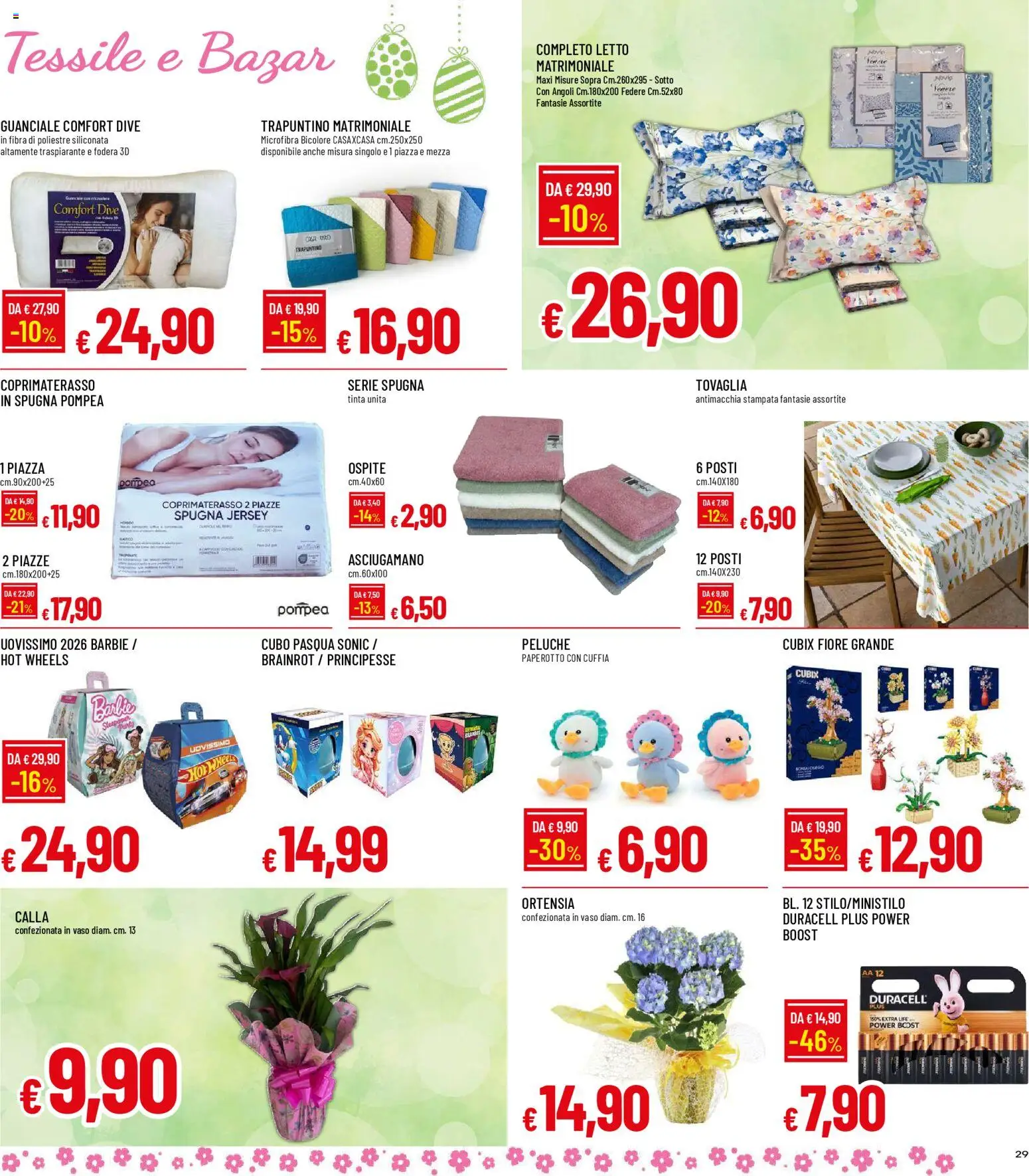 Volantino Galassia del 26.03.2026 | Pagina: 29 | Prodotti: Spugna, Letto matrimoniale, Asciugamano, Vaso