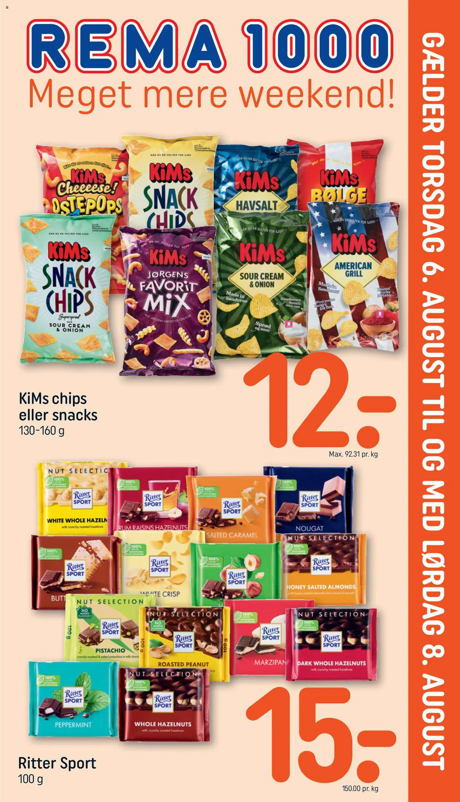Rema 1000 tilbudsavis – gyldig fra 06/08/2026 | Side: 1 | Produkter: Chips, Nougat, Grill