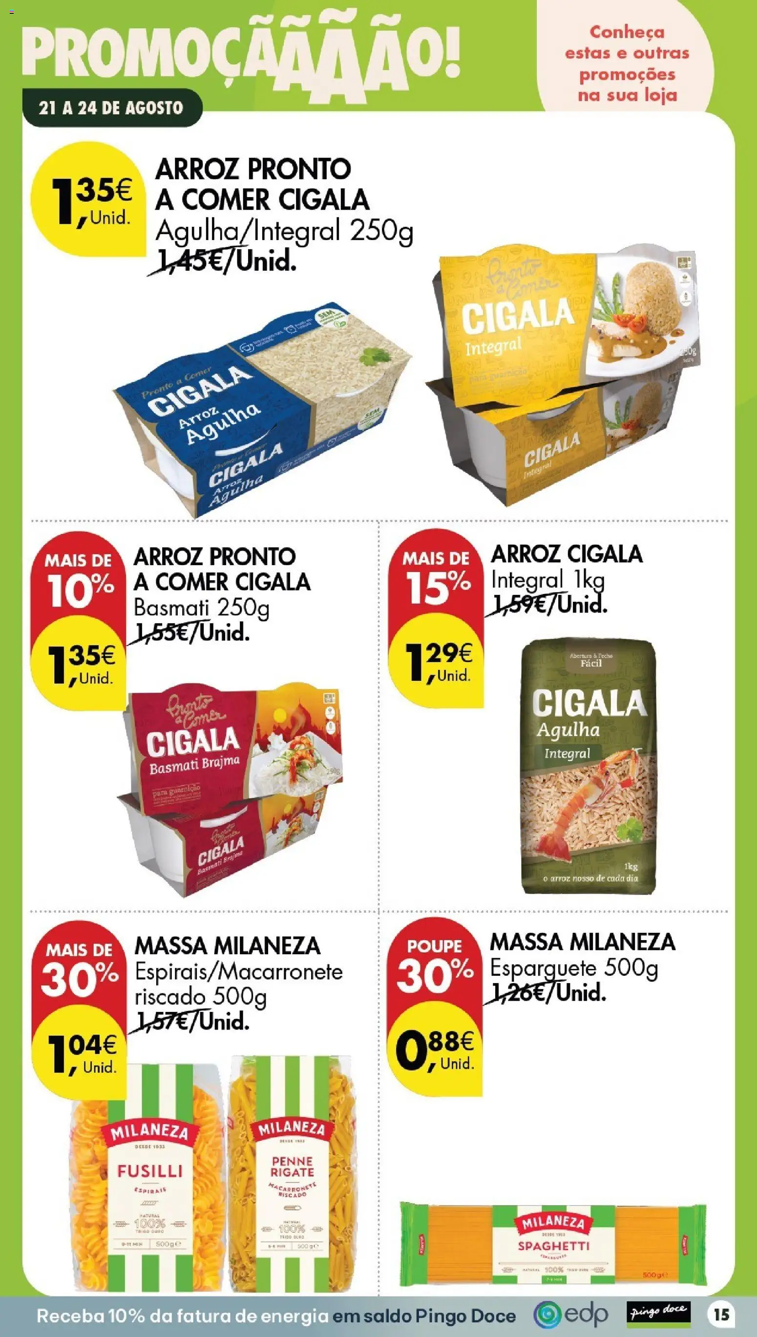 Pingo Doce Poupe este Fim de Semana │ válido de 21/08/2026 | Página: 15 | Produtos: Esparguete, Milaneza, Massa, Massa milaneza