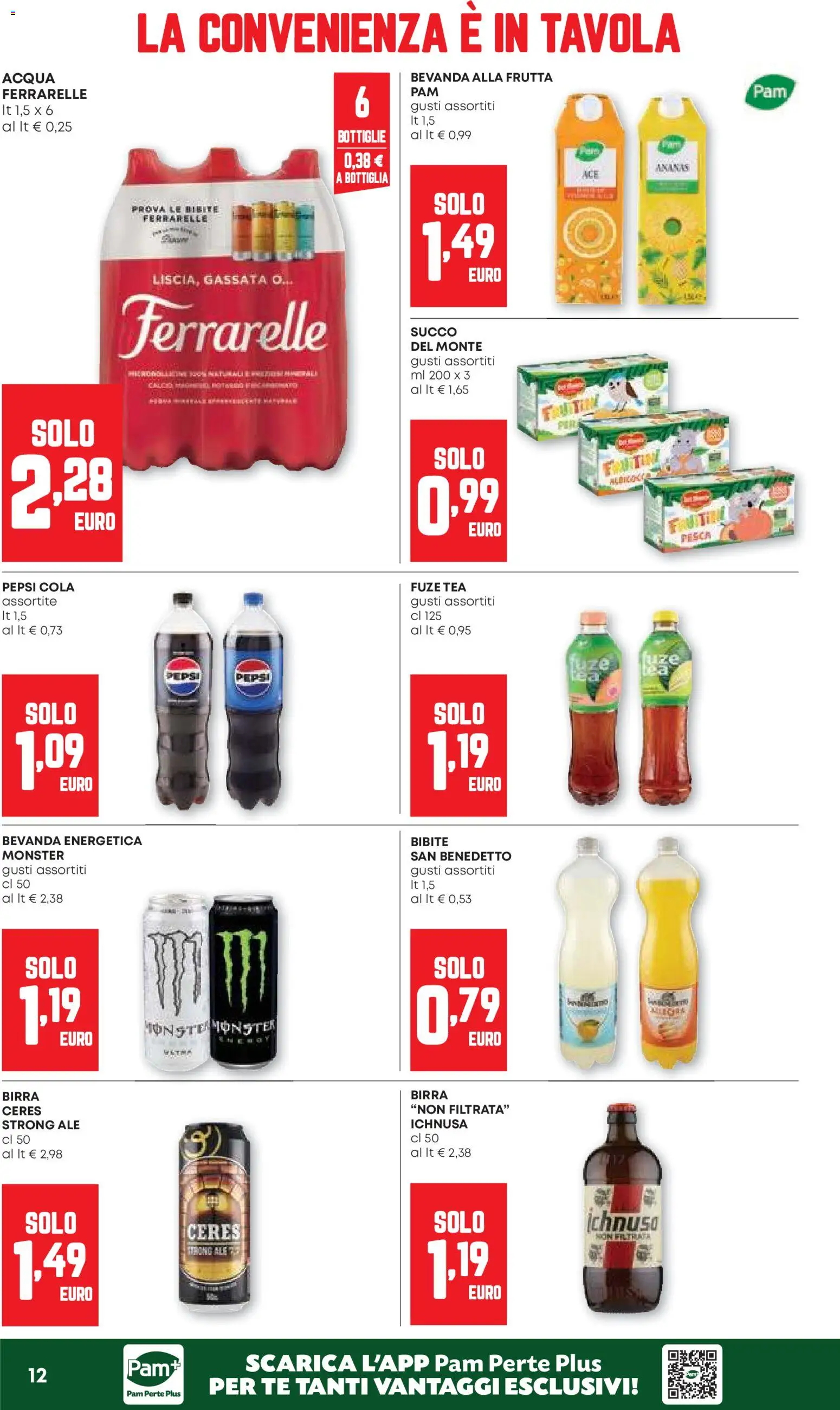 Volantino PAM del 30/07/2026 | Pagina: 12 | Prodotti: Bevanda energetica, Frutta, Ceres, Pepsi