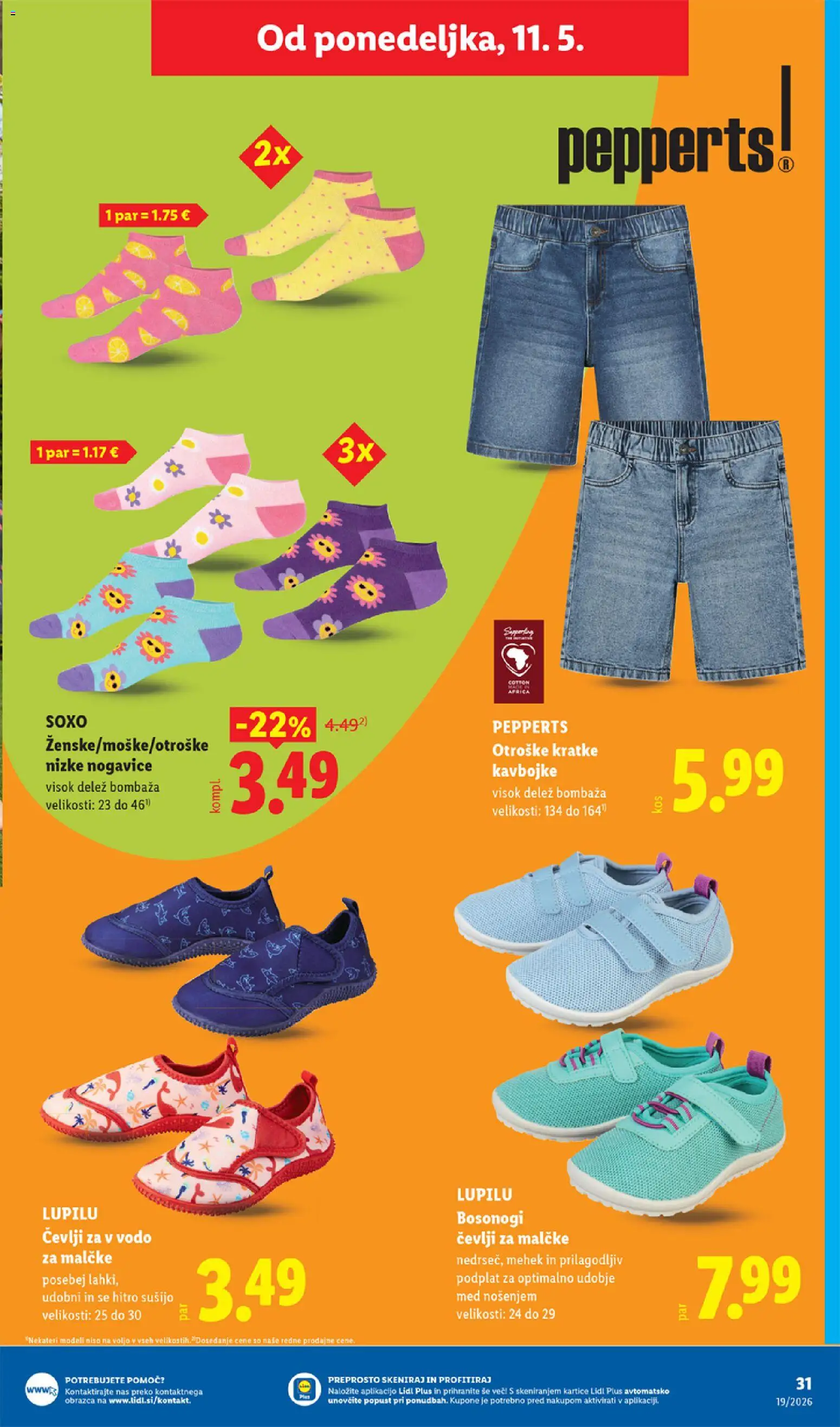 Novi Lidl katalog ponudbe – veljaven od 07.05.2026 | Stran: 61 | Izdelki: Nogavice, Cevlji, Kavbojke