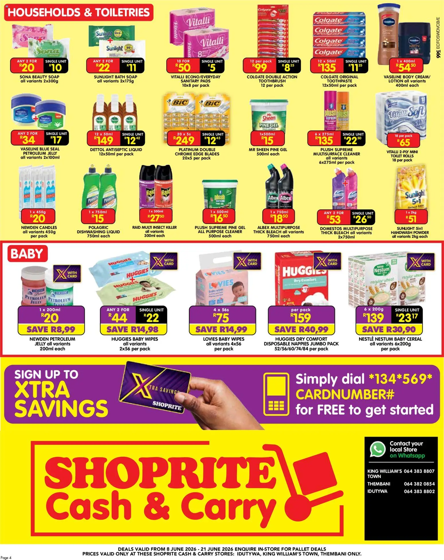 New Shoprite catalogue – valid from 08.06.2026 | Page: 4 | Products: Handwash, Bleach, Cream, Lotion