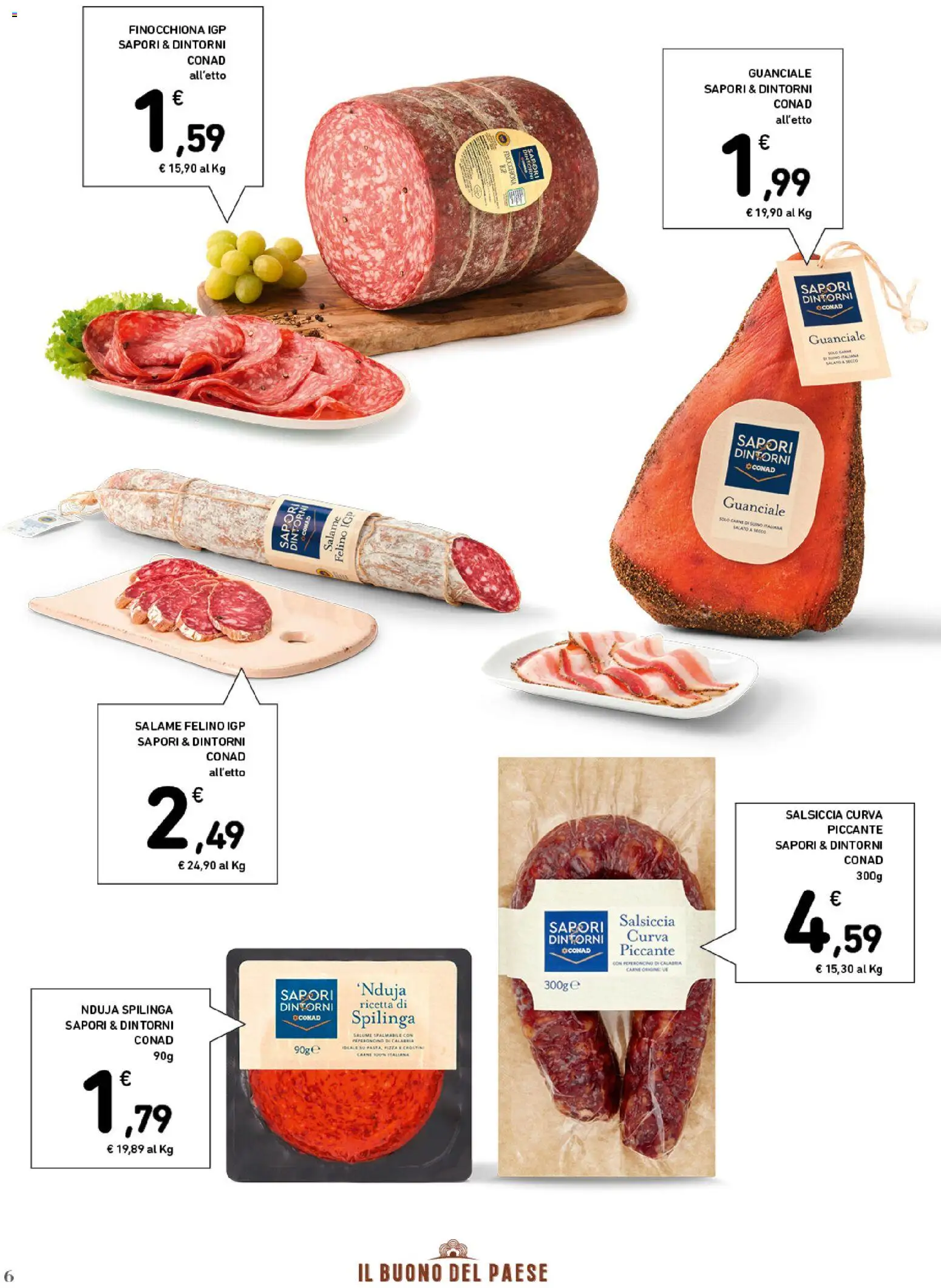 Volantino Conad del 01/07/2026 | Pagina: 6 | Prodotti: Salame, Salsiccia, Peperoncino, Guanciale