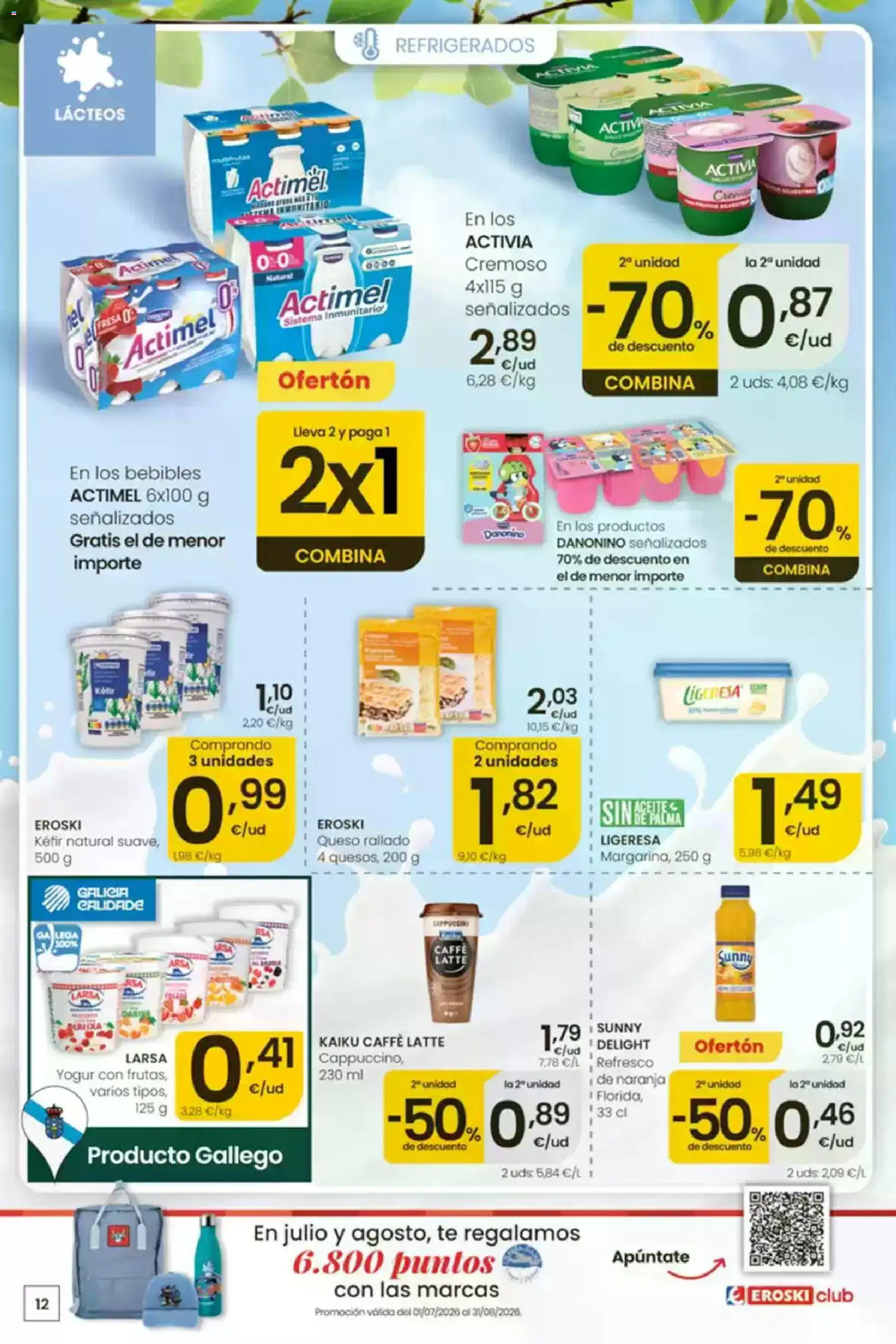 Eroski Ofertones de verano │ válido desde el 16/07/2026 | Página: 12 | Productos: Queso, Yogur, Queso rallado, Té