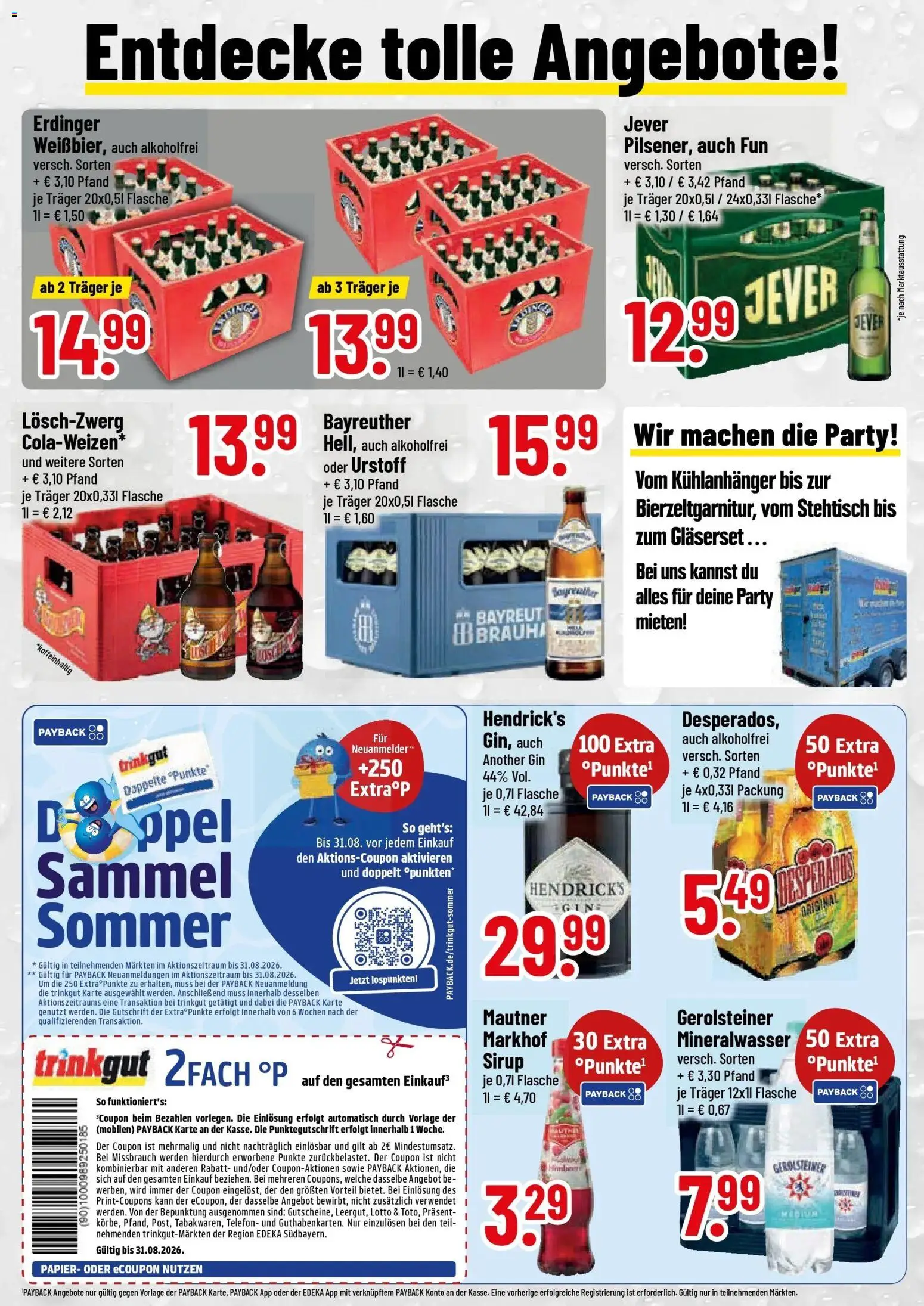 Trinkgut Prospekt Ingolstadt (ab 24.08.2026) » Angebote online | Seite: 2 | Produkte: Erdinger, Sirup, Mineralwasser, Gin