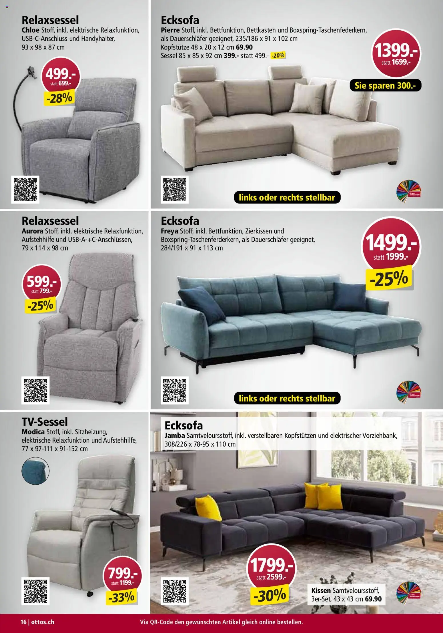 Otto's Aktionen Möbelflyer – gültig ab 01.09.2026 | Seite: 16 | Produkte: Kissen, Sessel, Ecksofa, Relaxsessel
