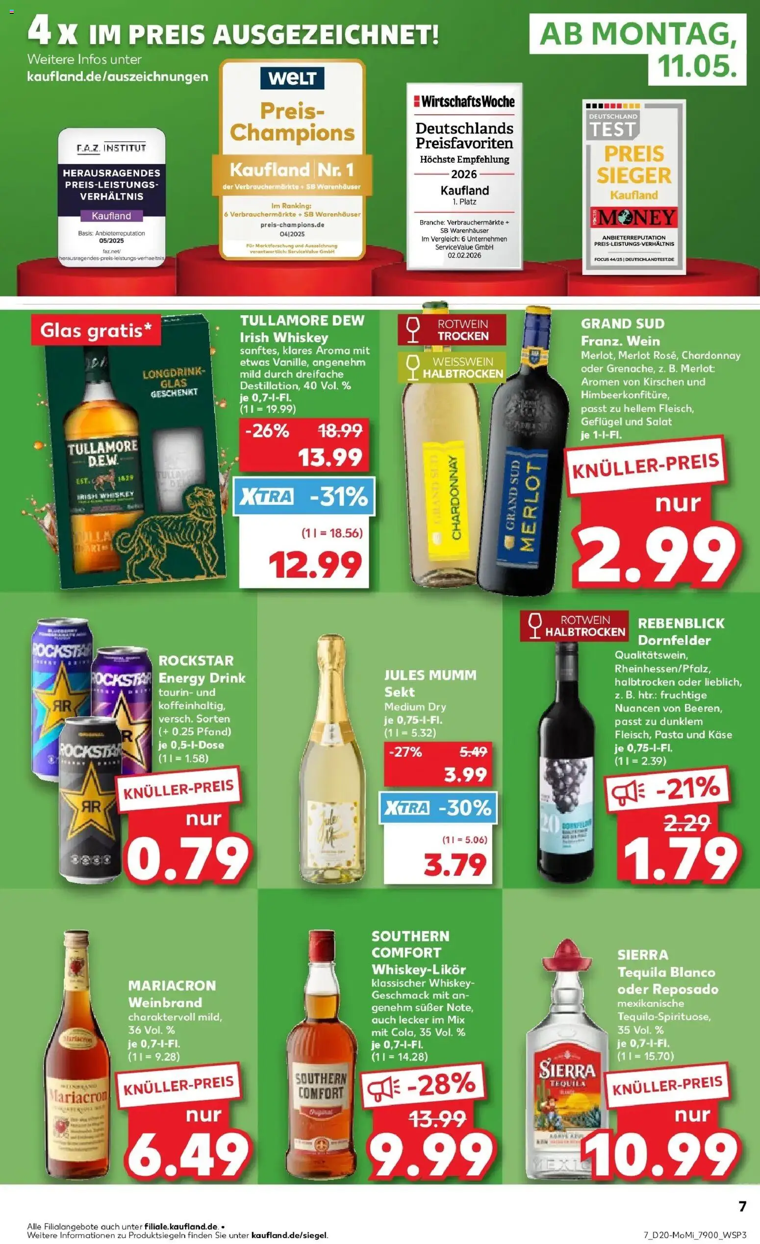 Kaufland Prospekt Mayen	 – gültig ab 10.05.2026 | Seite: 7 | Produkte: Rotwein halbtrocken, Jules mumm, Kirschen, Pasta