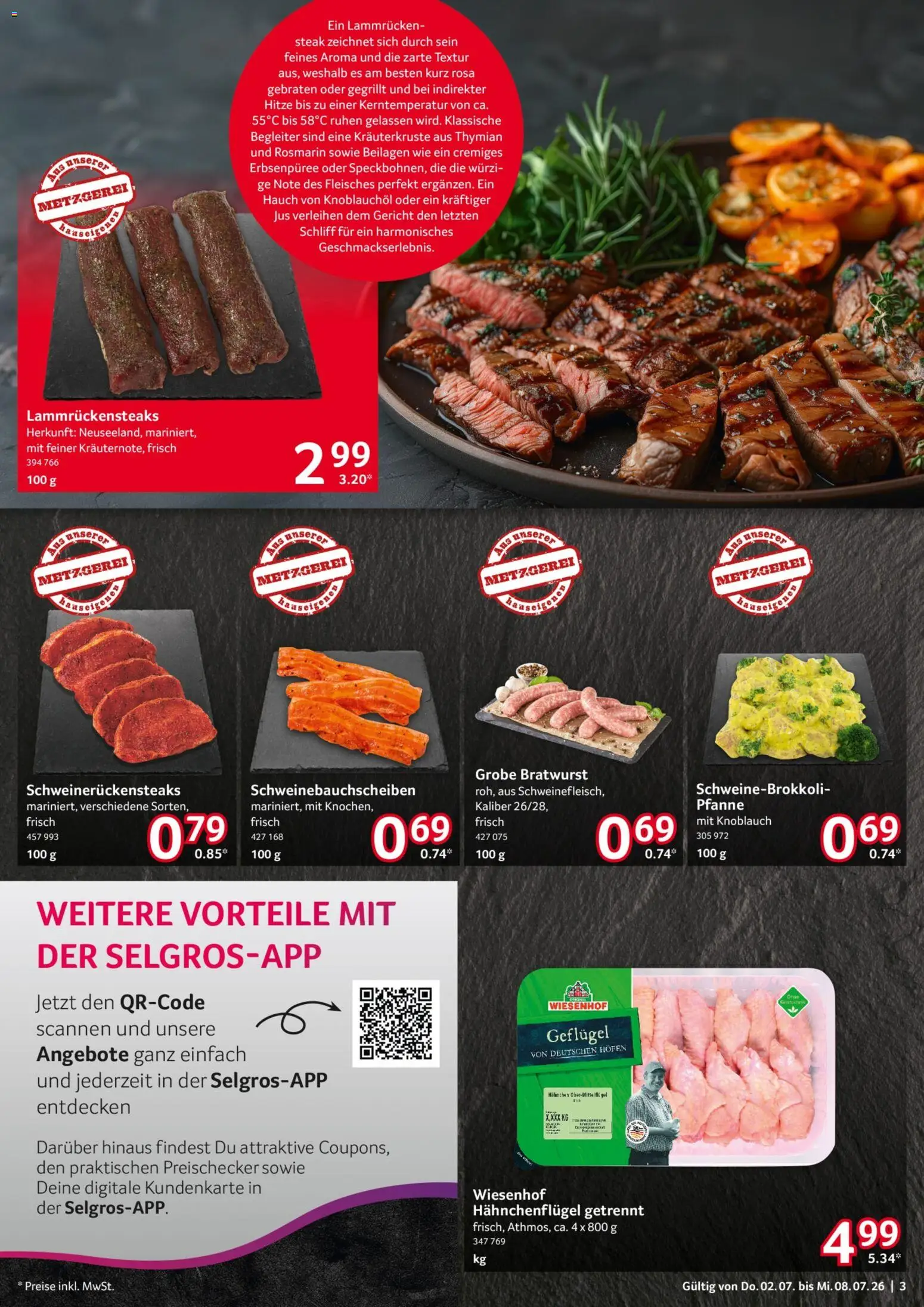 Selgros Prospekt – gültig ab 02.07.2026 | Seite: 3 | Produkte: Bratwurst, Knoblauch, Steak