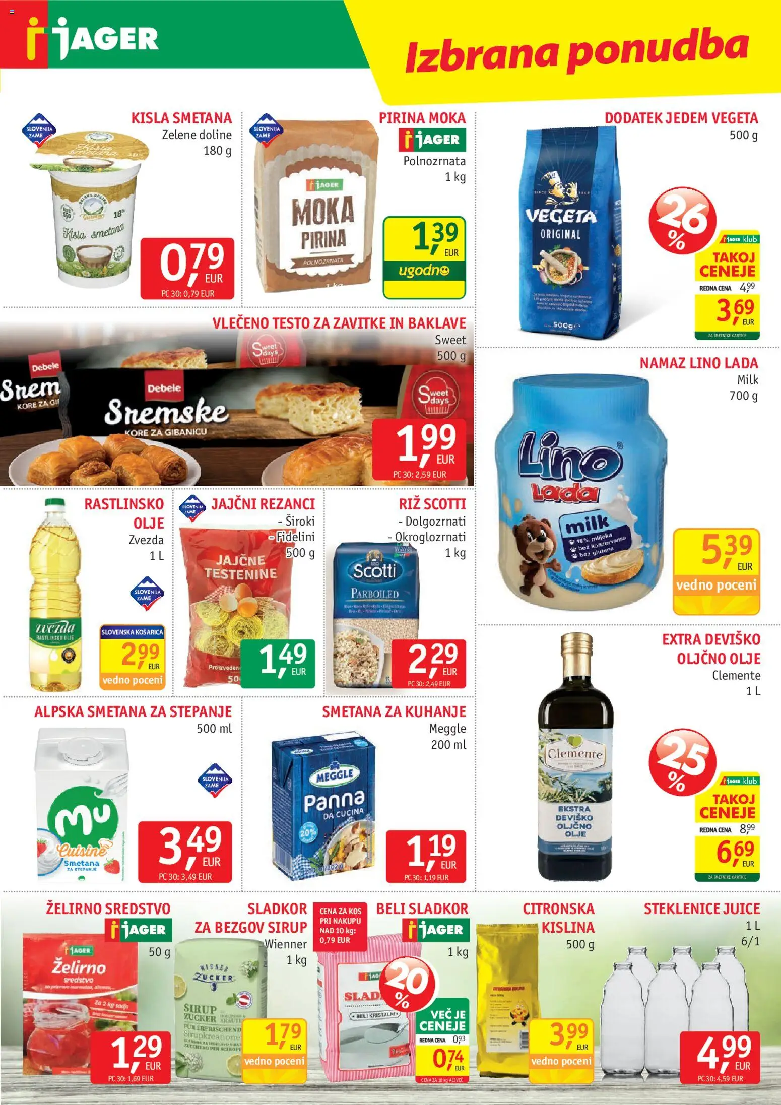 Novi Jager katalog ponudbe – veljaven od 20.05.2026 | Stran: 7 | Izdelki: Sirup, Oljčno olje, Kisla smetana, Sladkor