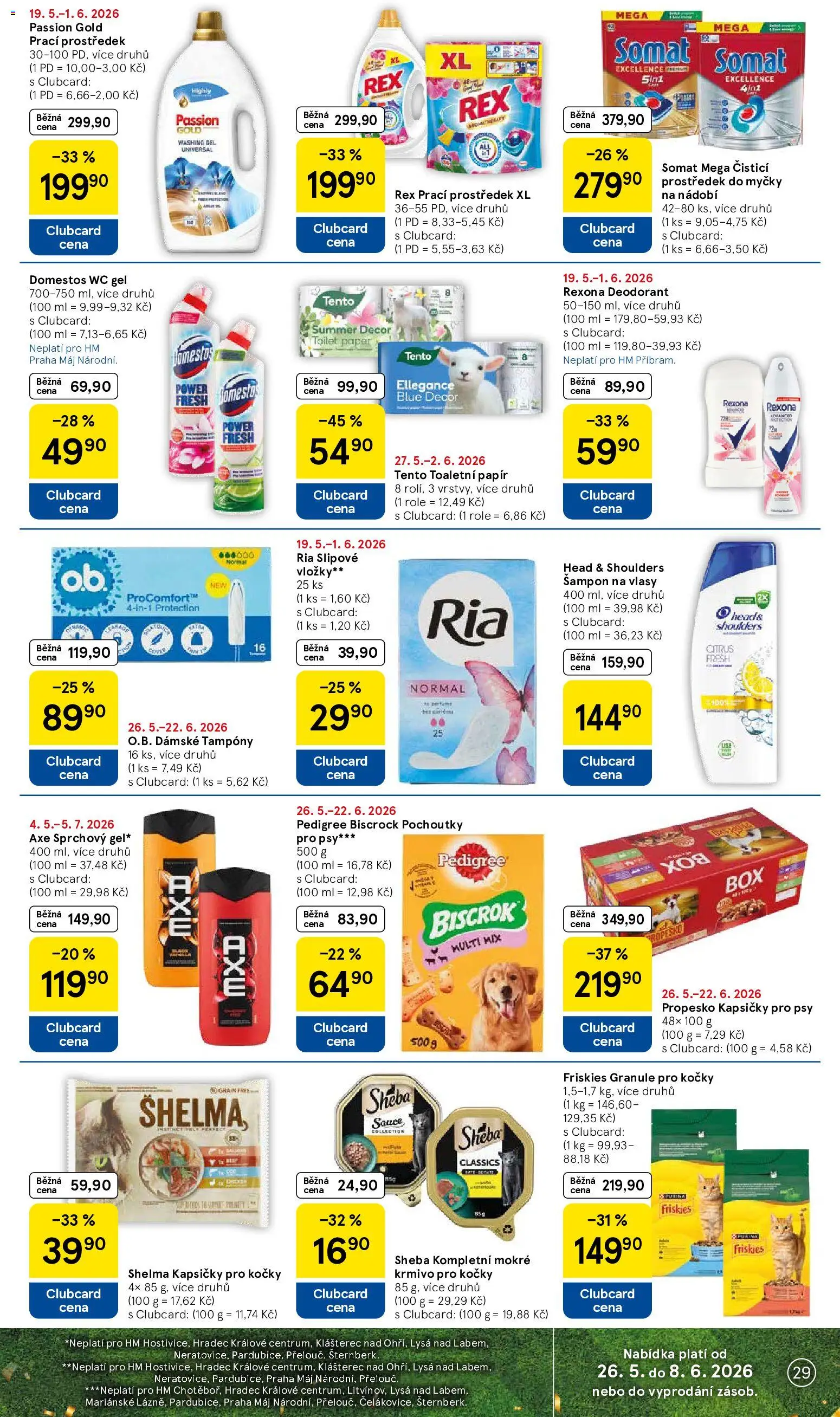 Tesco leták - Hypermarket od 27.05.2026 | Strana: 29 | Produkty: Deodorant, Krmivo pro kočky, Domestos, Somat