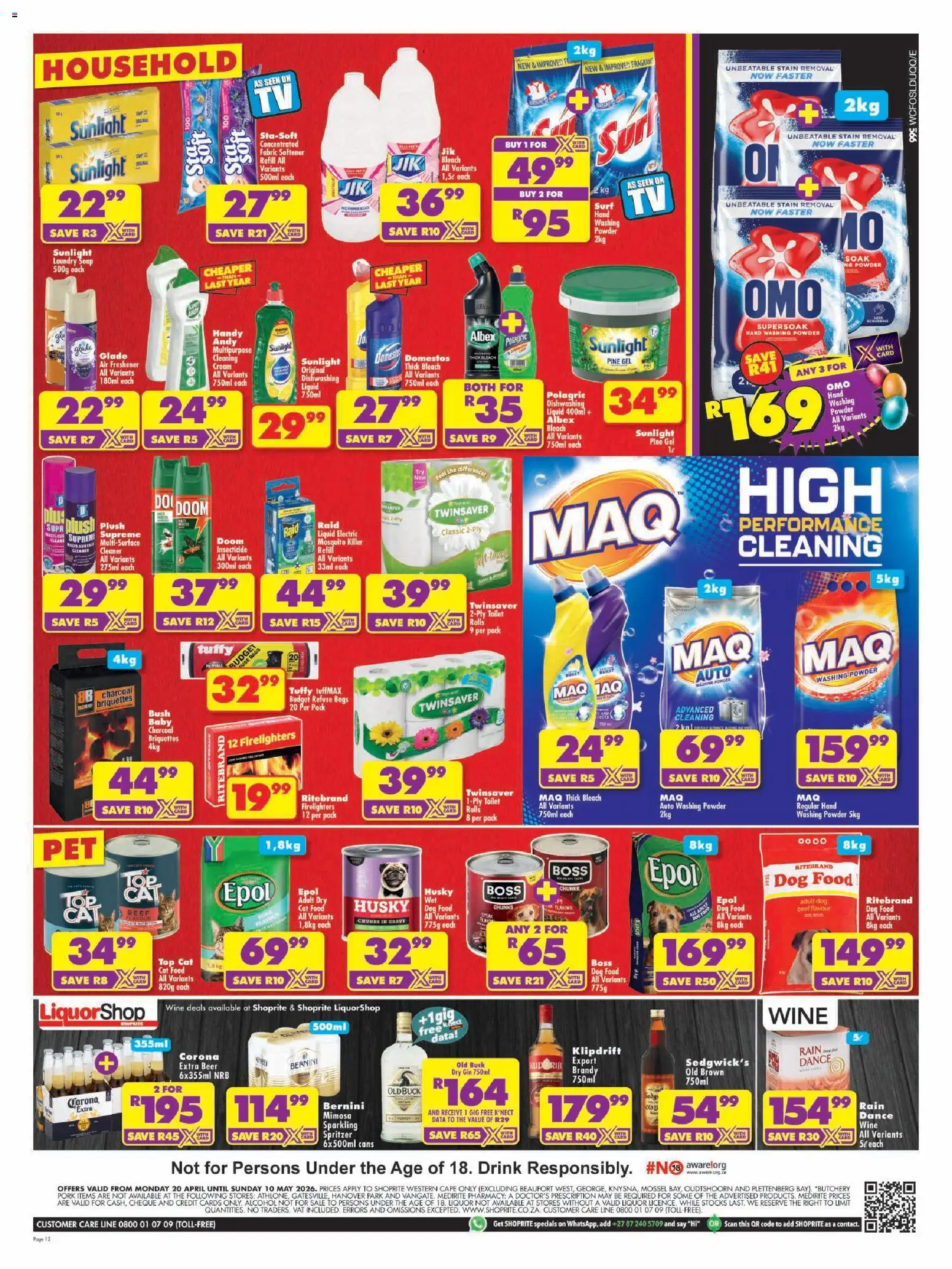 New Shoprite catalogue – valid from 20.04.2026 | Page: 12 | Products: Air freshener, Gin, Cream, Paper