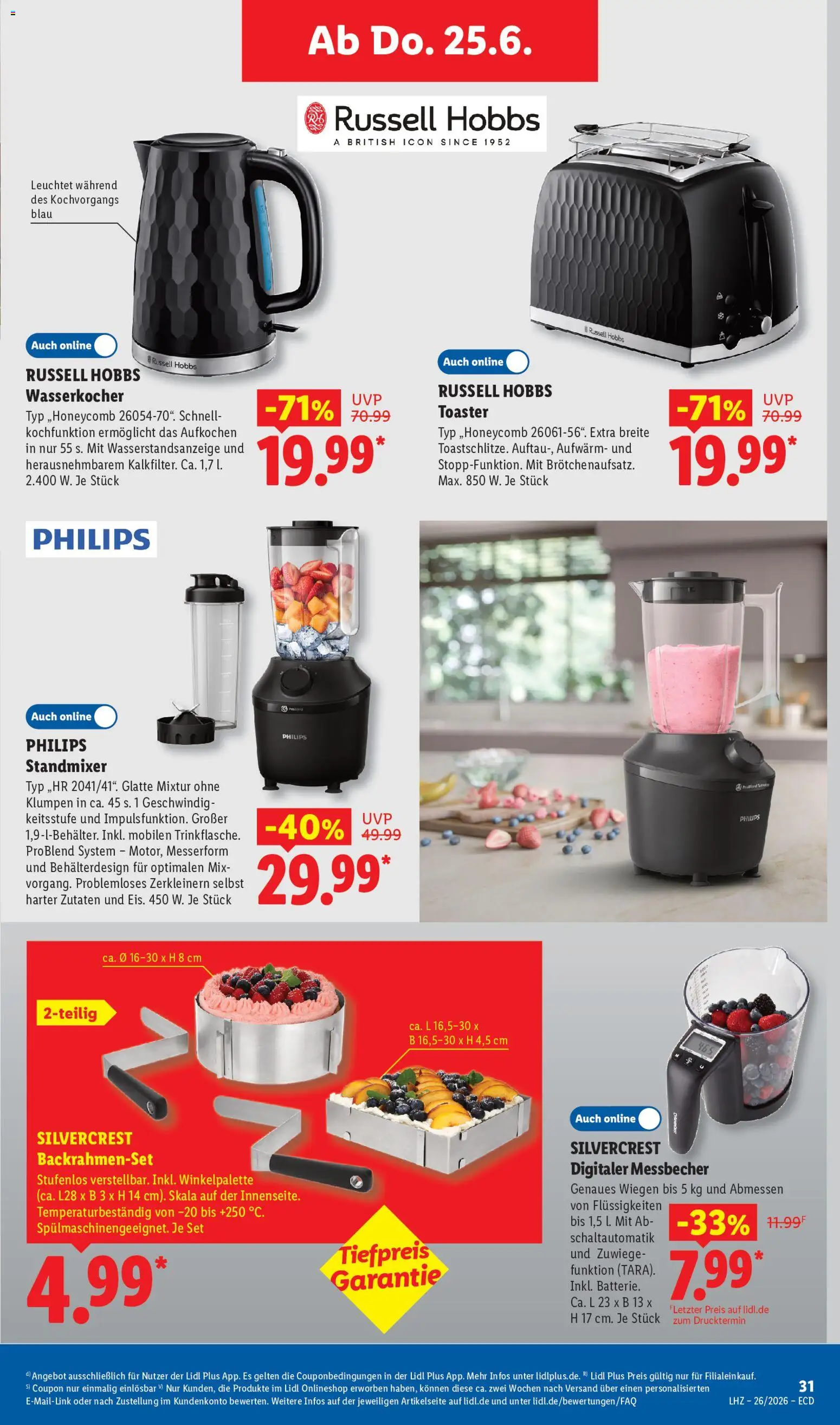 Lidl Prospekt – gültig ab 22.06.2026 | Seite: 31 | Produkte: Philips, Wasserkocher, Toaster