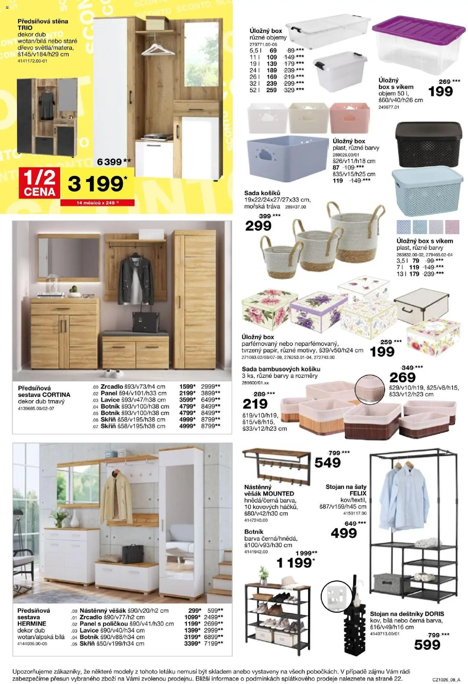 Sconto nábytek leták od 05.08.2026 | Strana: 8 | Produkty: Box, Lavice, Zrcadlo, Věšák