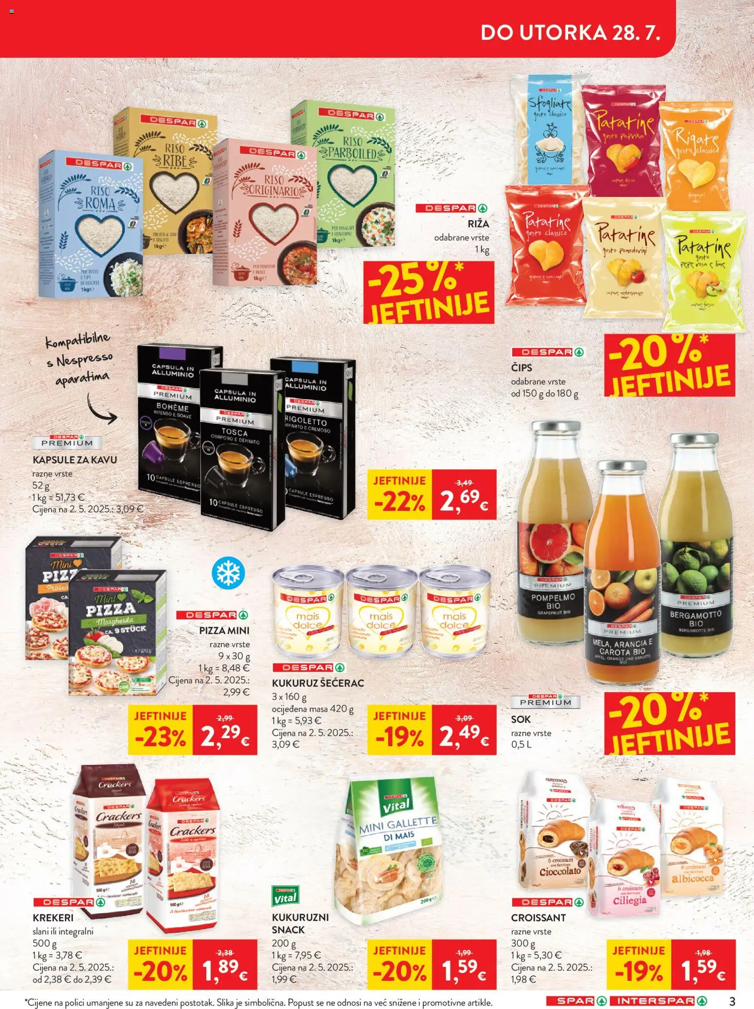 Spar katalog | vrijedi od 22.07.2026 | Stranica: 3 | Proizvodi: Kukuruz, Pizza, Riža, Kapsule za kavu