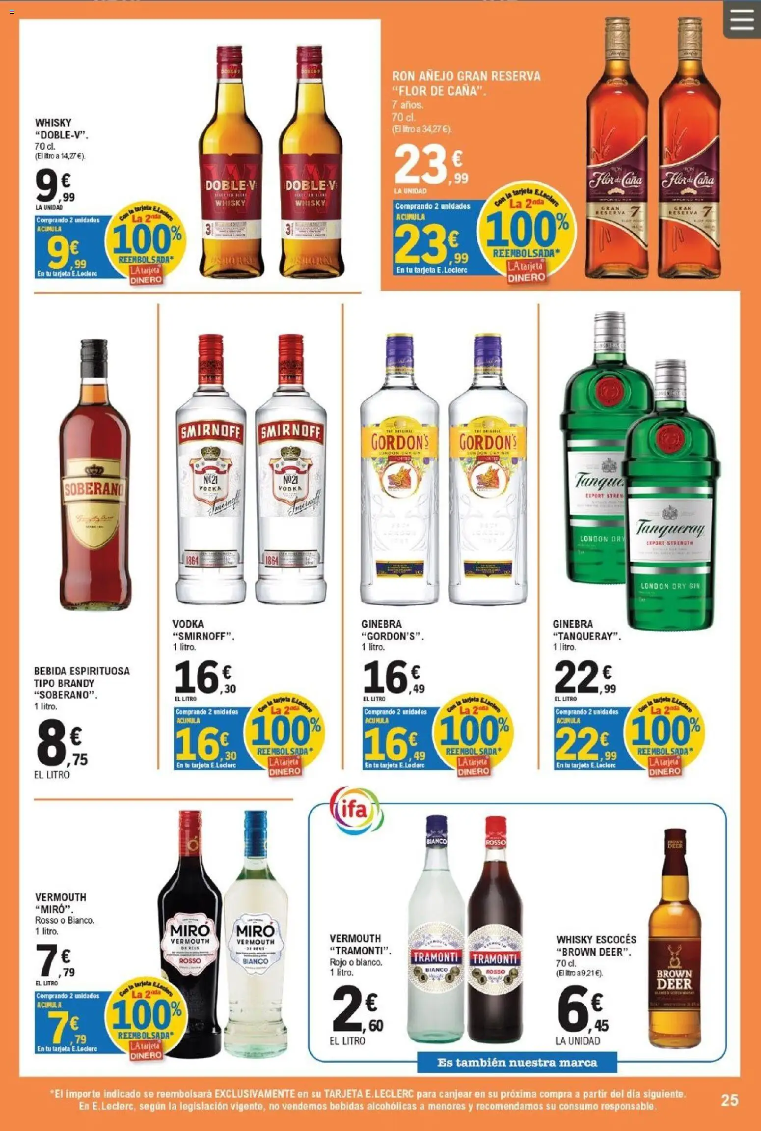 E.Leclerc Miranda de Ebro │ válido desde el 17/07/2026 | Página: 25 | Productos: Ron, Ginebra, Vodka, Whisky