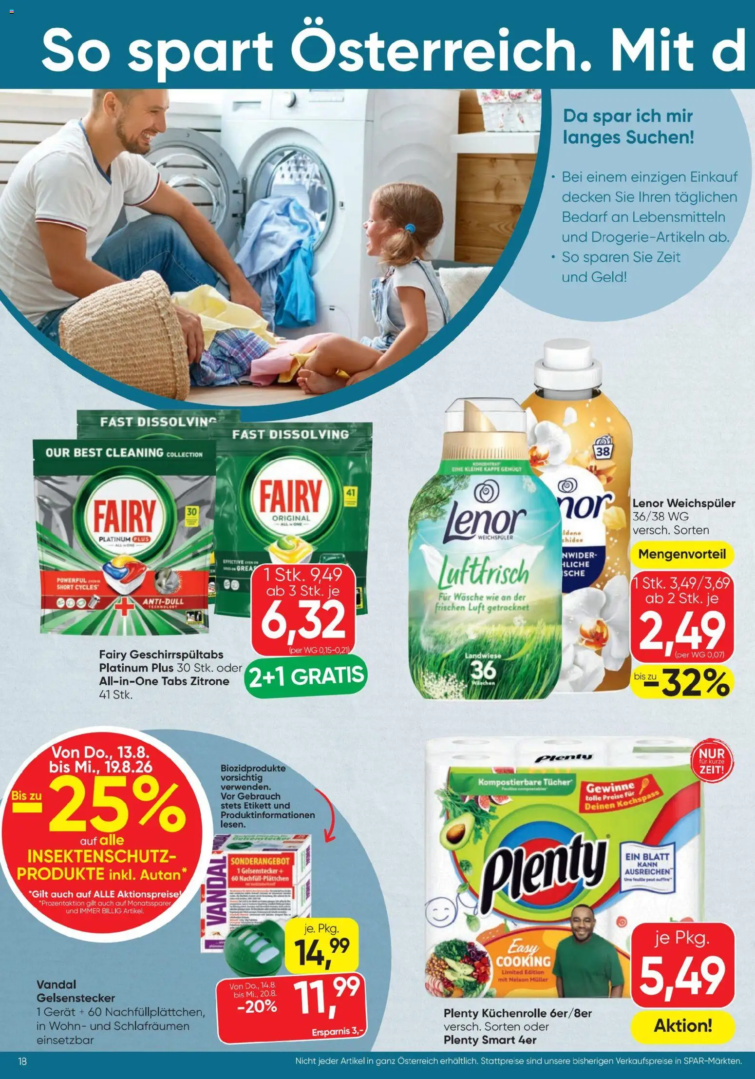 Spar - Flugblatt gültig ab 13.08.2026 | Seite: 18 | Produkte: Zitrone, Kappe, Geschirrspültabs, Weichspüler