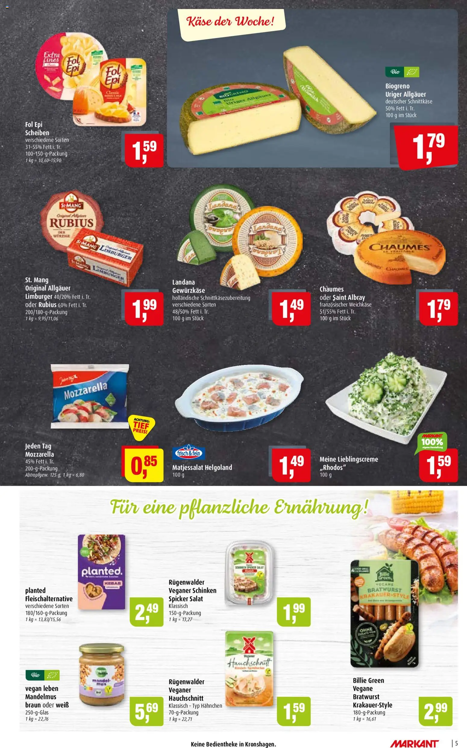 Markant Prospekt – gültig ab 13.07.2026 | Seite: 5 | Produkte: Mozzarella, Bratwurst, Schinken, Salat