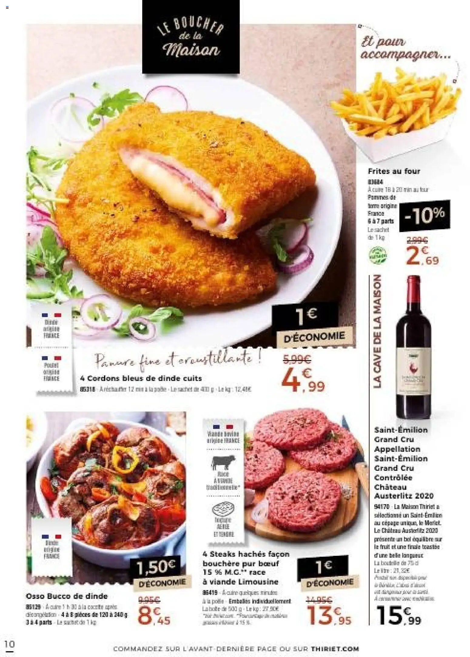 {H1} | Page: 10 | Produits: Frites au four, Dinde, Bouteille, Viande