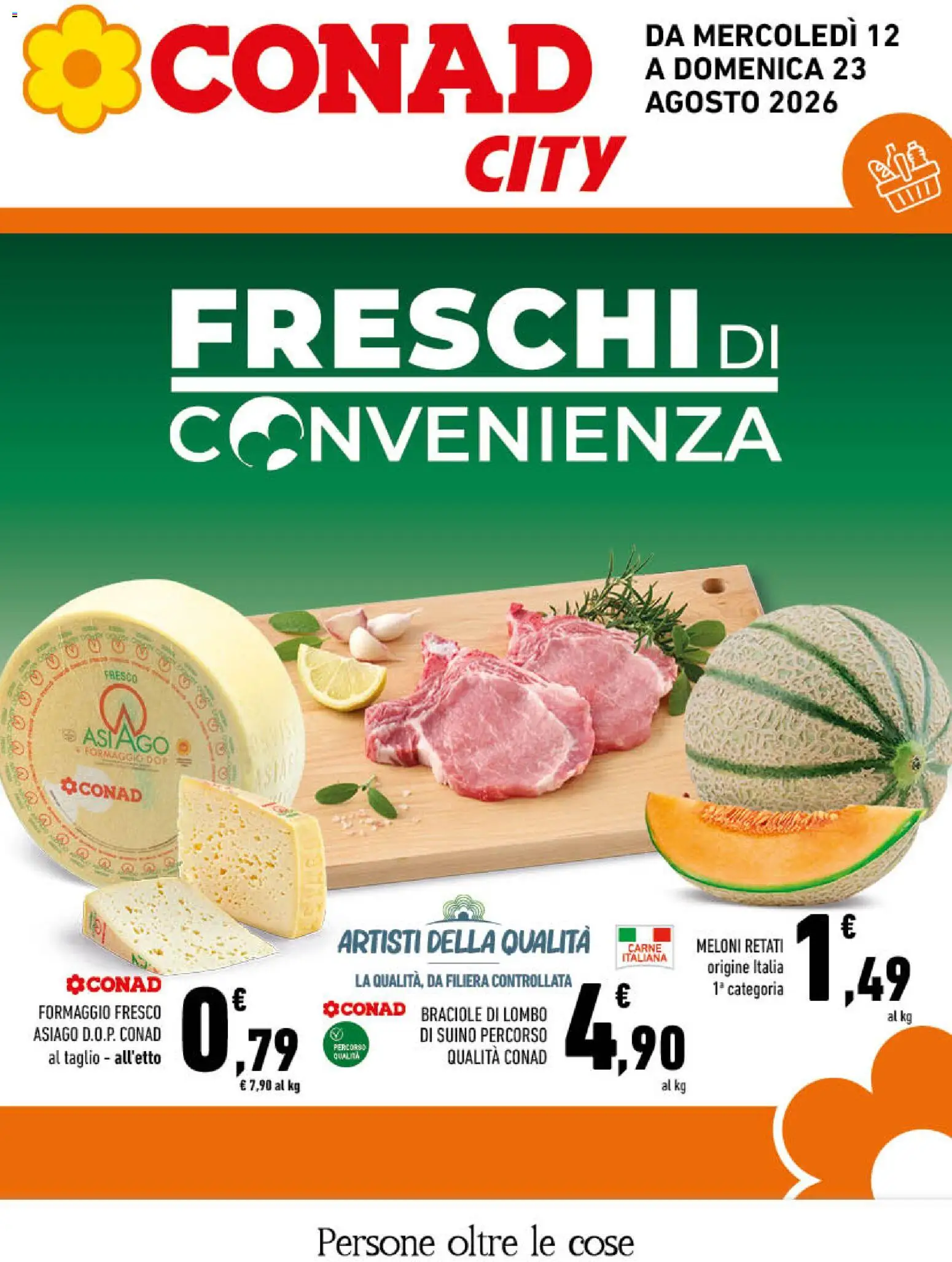 Volantino Conad del 12/08/2026 | Pagina: 1 | Prodotti: Suino, Taglio, Formaggio, Carne