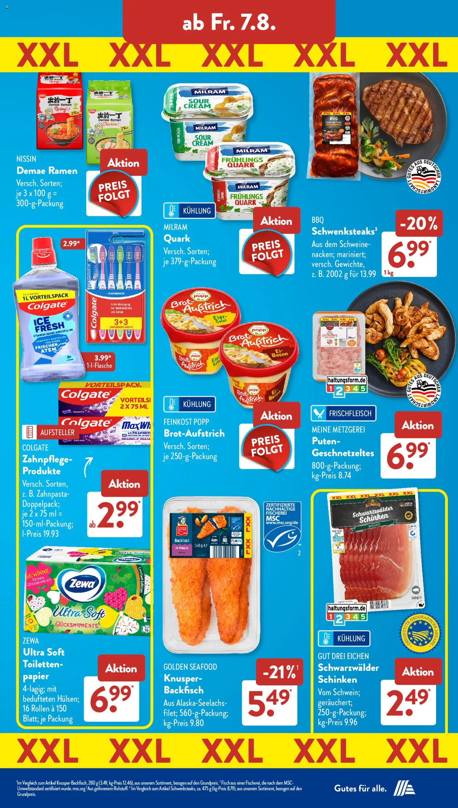 Aldi Süd Prospekt – gültig ab 03.08.2026 | Seite: 11 | Produkte: Fisch, Zahnpasta, Milram, Brot