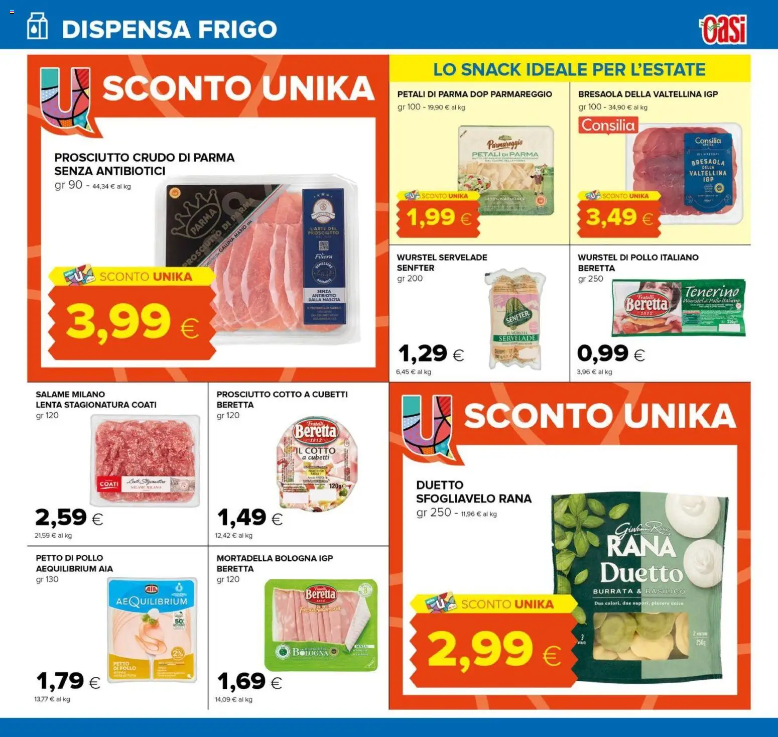 Volantino Oasi del 29/07/2026 | Pagina: 11 | Prodotti: Prosciutto Cotto, Pollo, Wurstel, Basilico