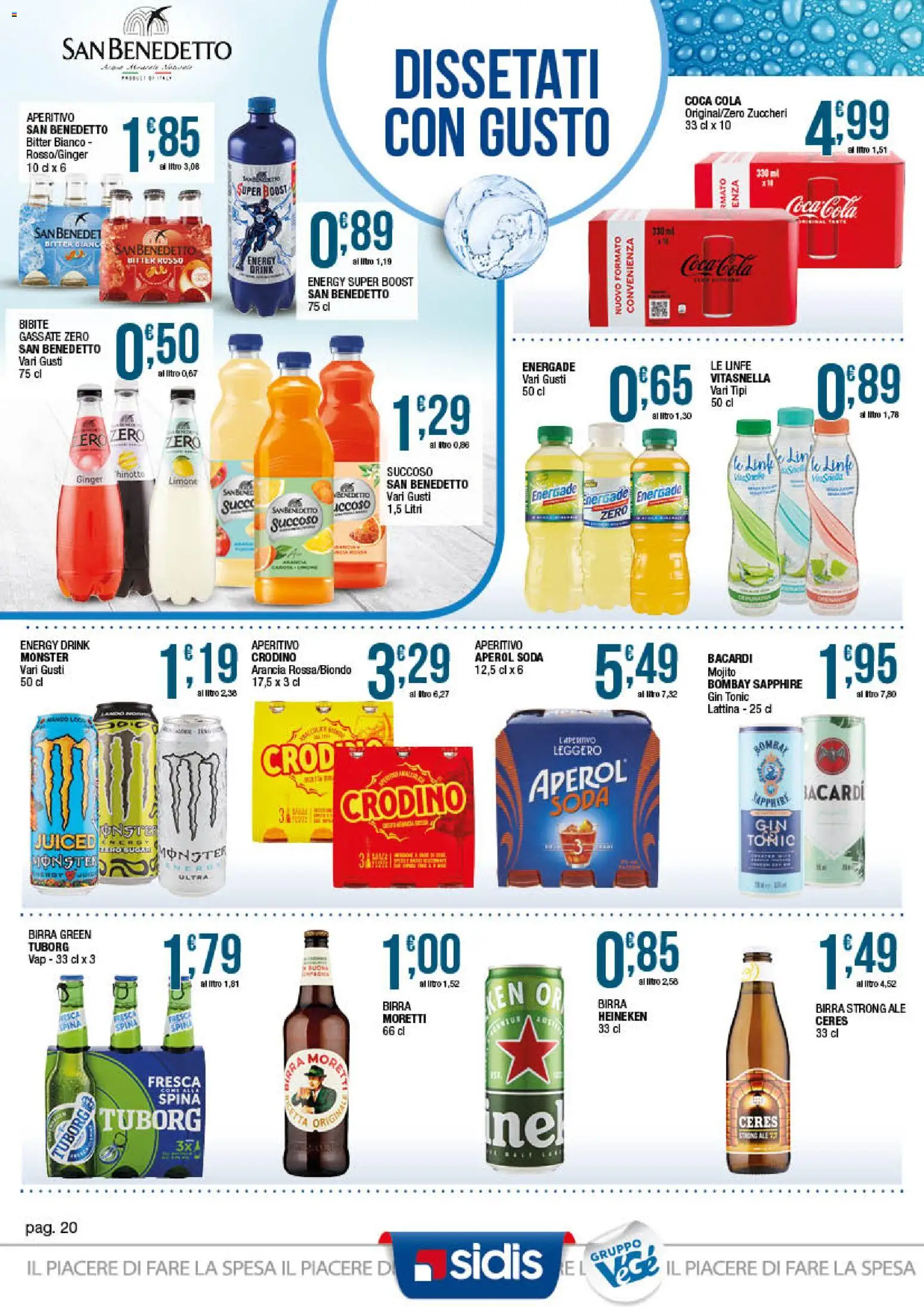 Volantino Sidis del 29/06/2026 | Pagina: 20 | Prodotti: Birra Moretti, Arancia, Aperol, Aperitivo