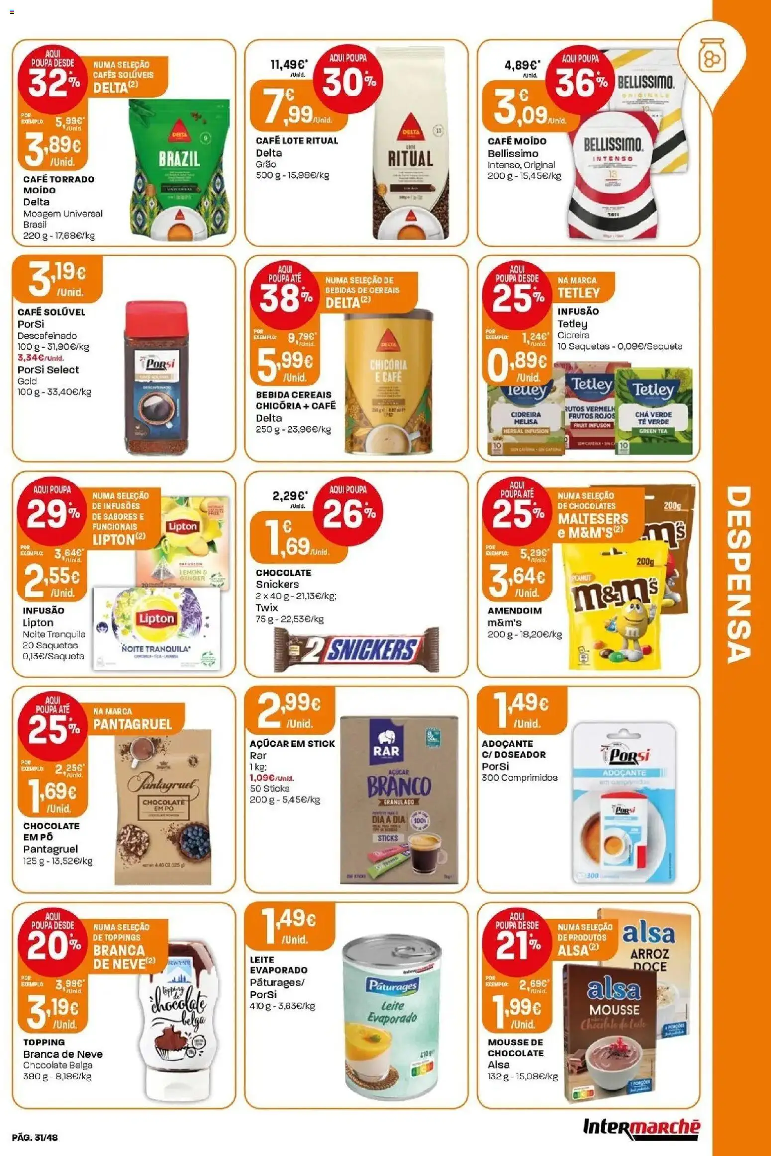 Intermarché - Isto é que são preços BAIXOS! │ válido de 21.05.2026 | Página: 31 | Produtos: Chocolates, Café, Chocolate, Chá