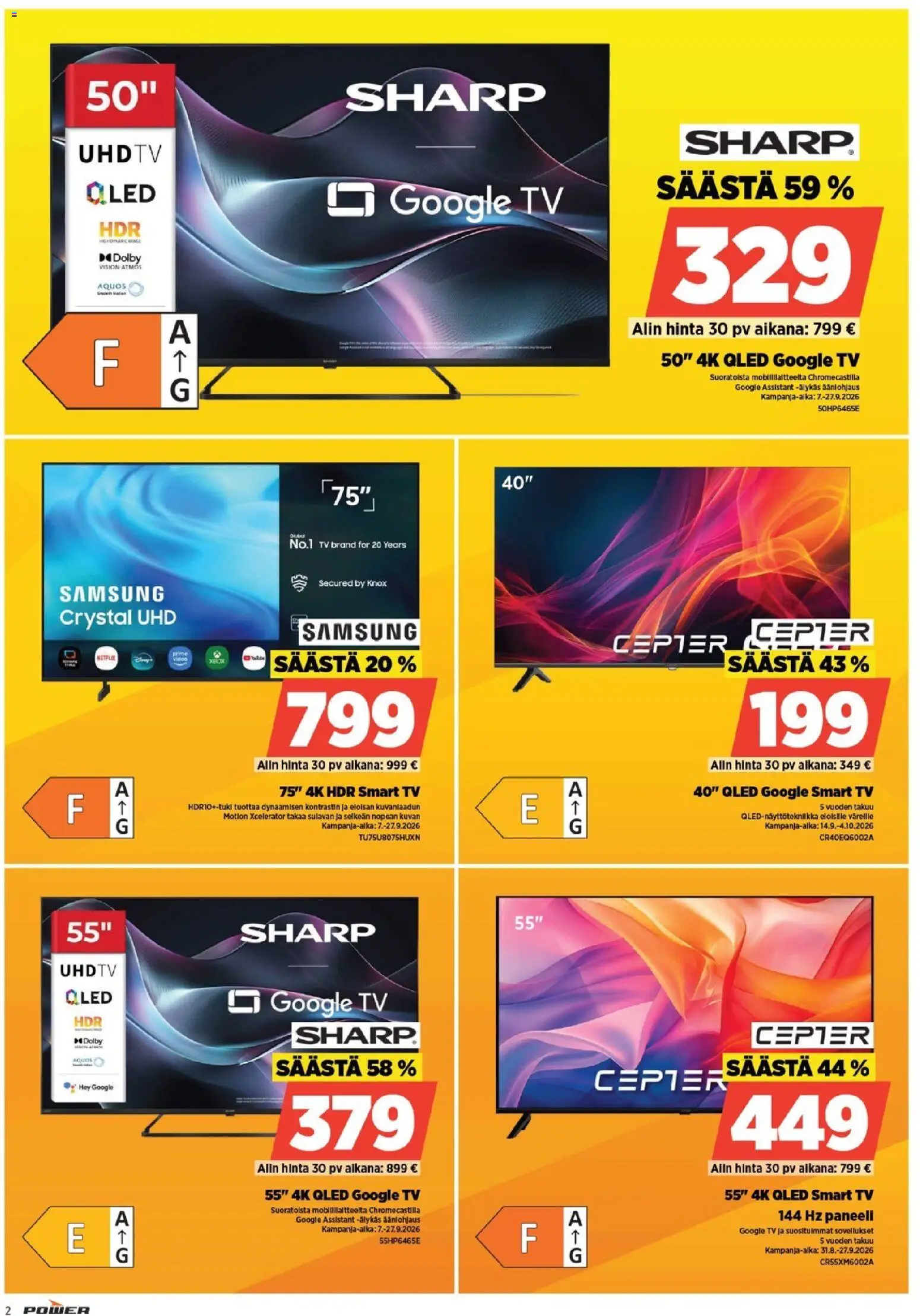 Power tarjoukset – voimassa 21/09/2026 alkaen | Sivu: 2 | Tuotteet: TV