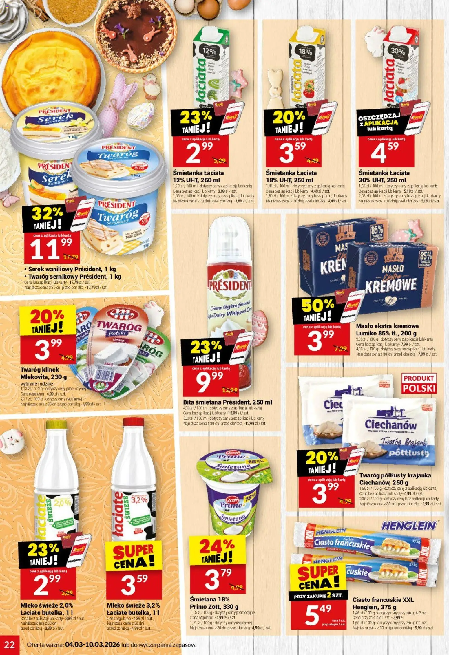 Twój Market gazetka od 04.03.2026 | Strona: 22 | Produkty: Karta, Serek, Śmietana, Twaróg
