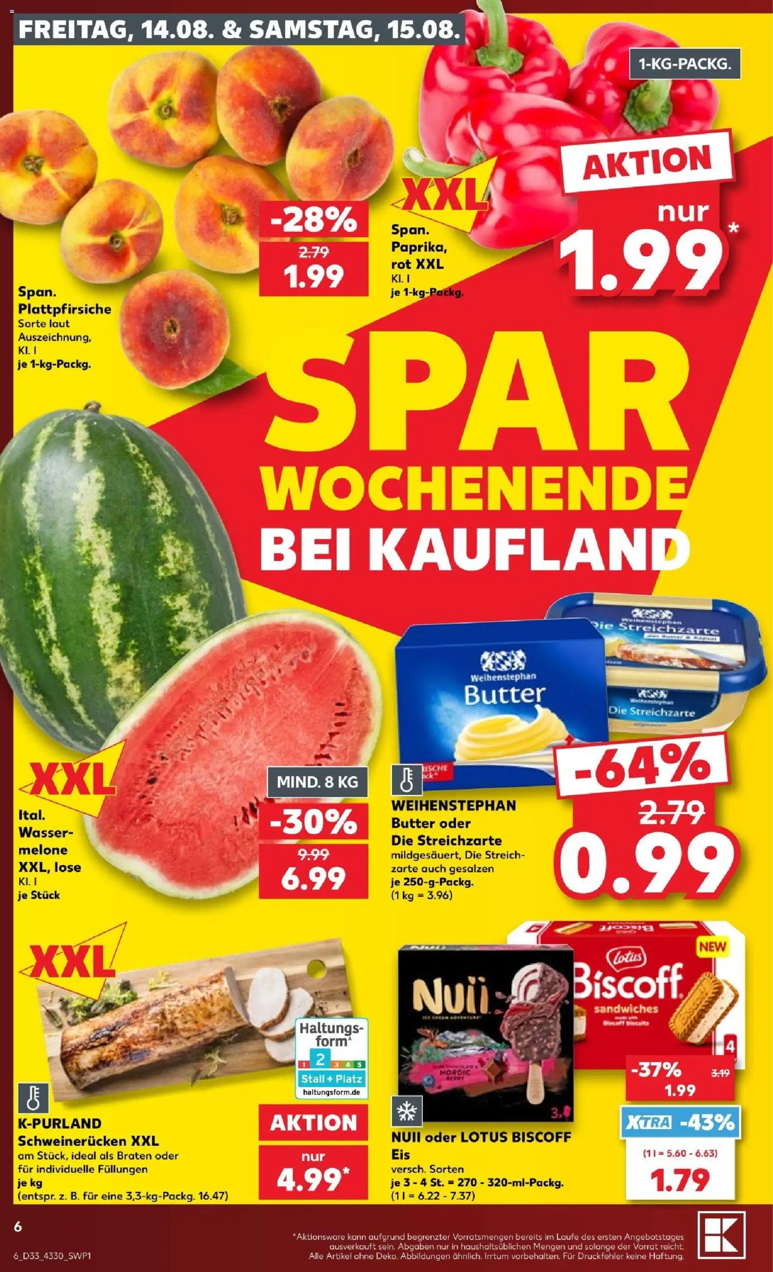Kaufland Prospekt Potsdam – gültig ab 13.08.2026 | Seite: 6 | Produkte: Butter, Weihenstephan butter, Wasser, Schweinerucken