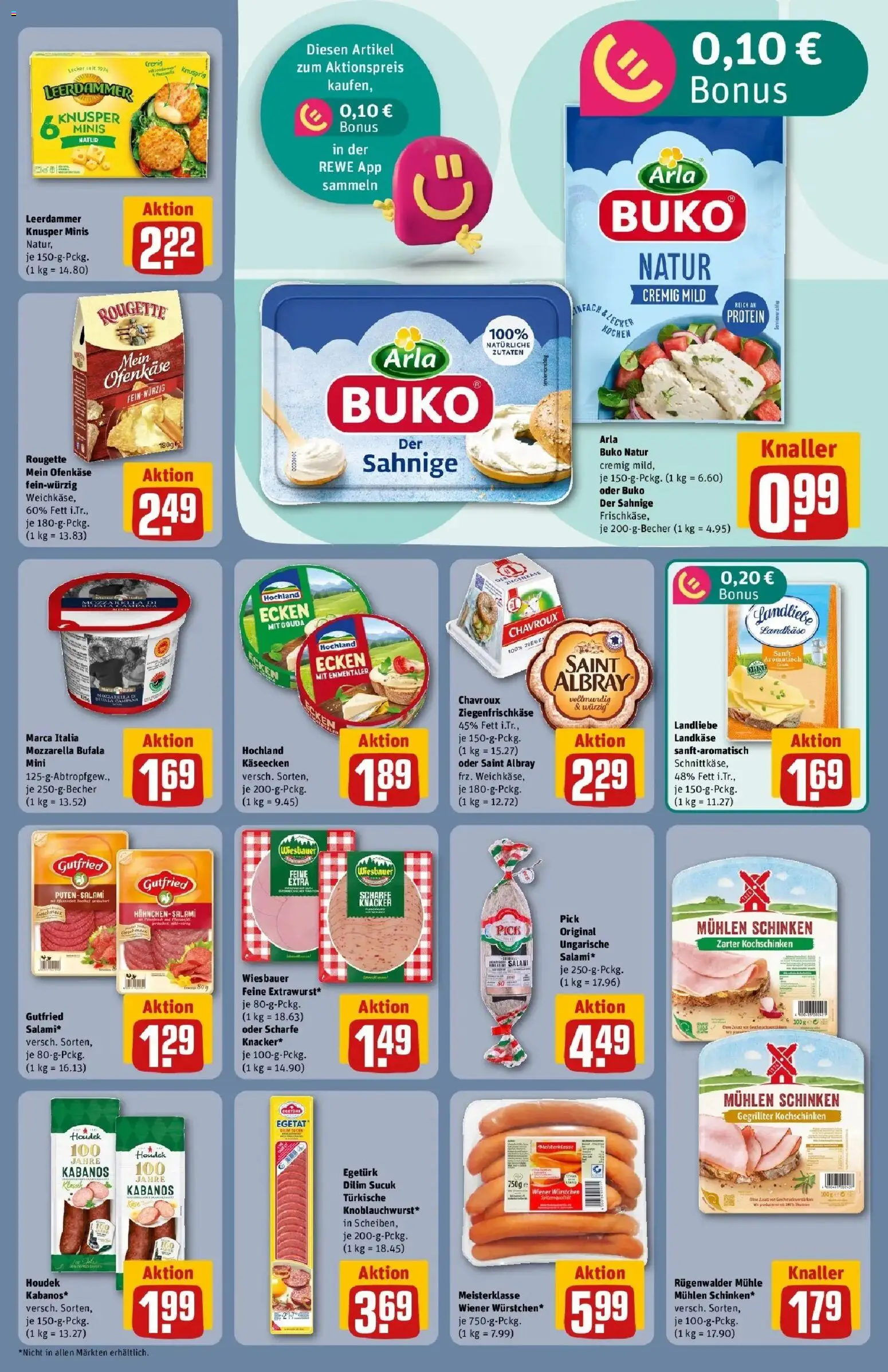 REWE Prospekt ab 12.10.2026 zum Blättern » Angebote | Seite: 11 | Produkte: Mozzarella, Leerdammer, Salami, Schinken