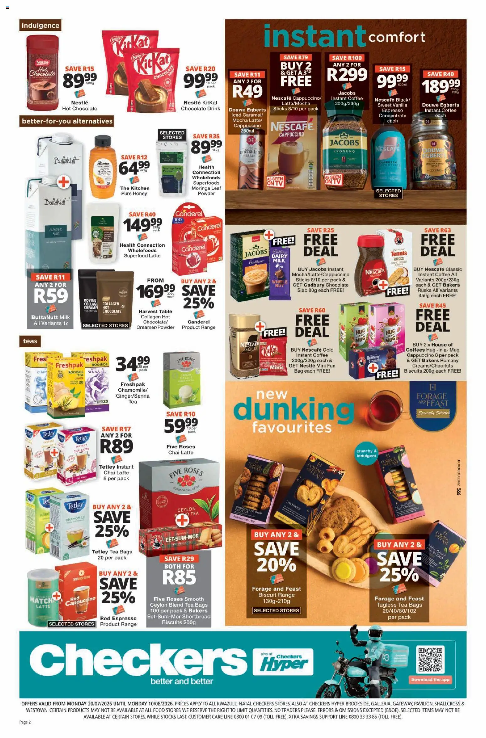 New Checkers catalogue – valid from 20/07/2026 | Page: 2 | Products: Bag, Biscuits, Coffee, Tea