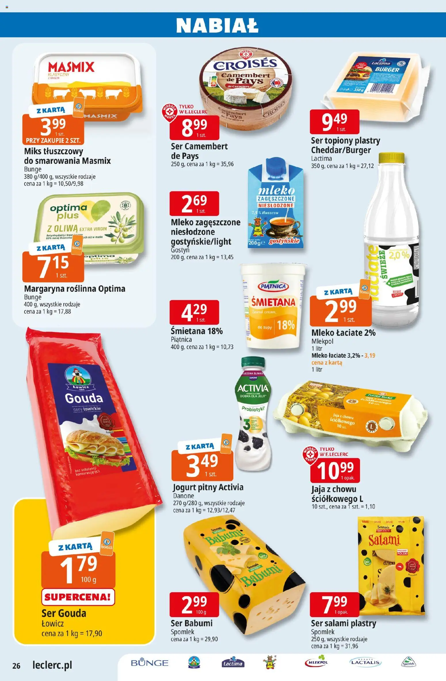 E.Leclerc gazetka - Radom od 10.03.2026 | Strona: 26 | Produkty: Ser topiony, Ser, Jogurt, Śmietana