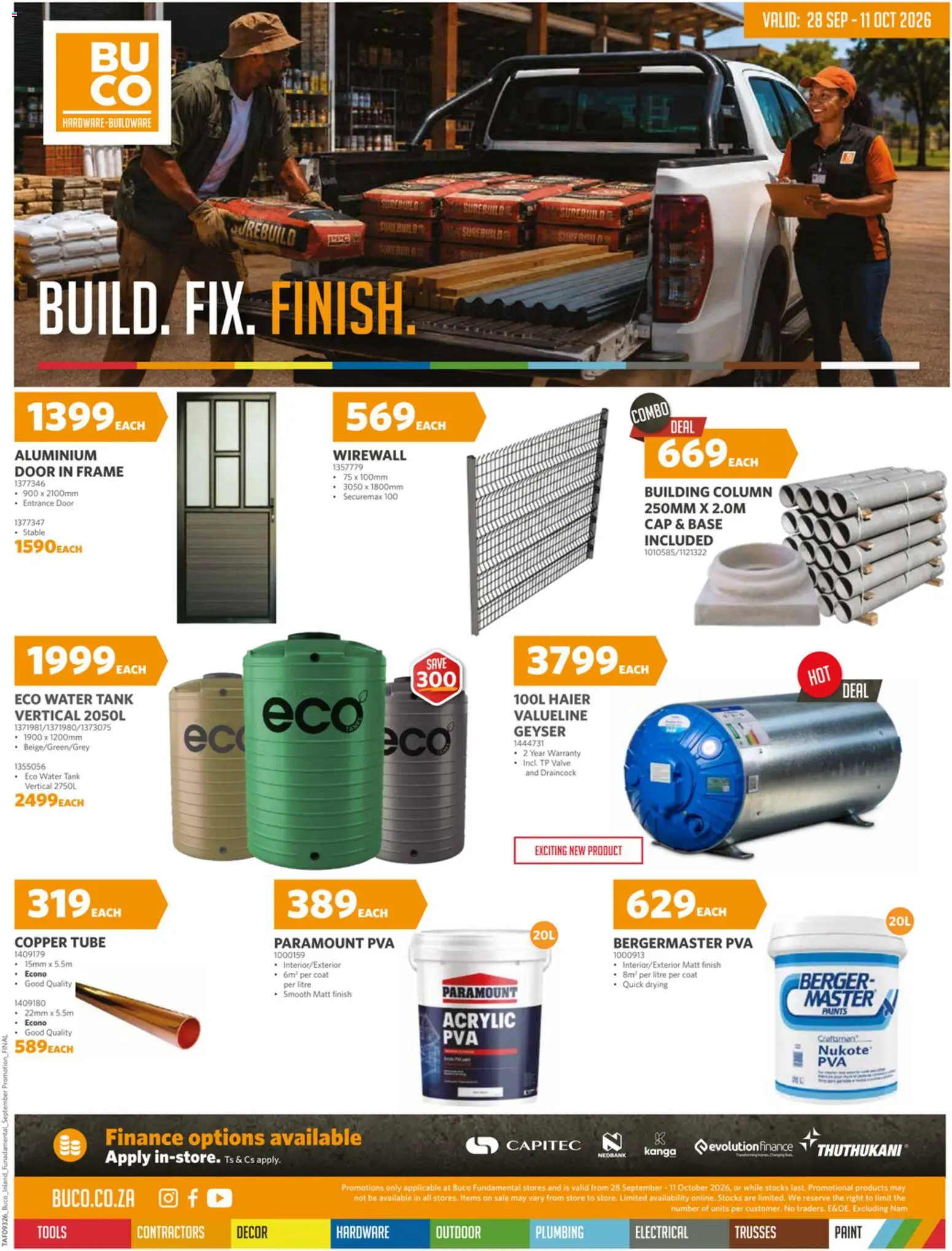 New BUCO catalogue – valid from 28/09/2026 | Page: 1 | Products: Frame, Tank, Copper tube, Water