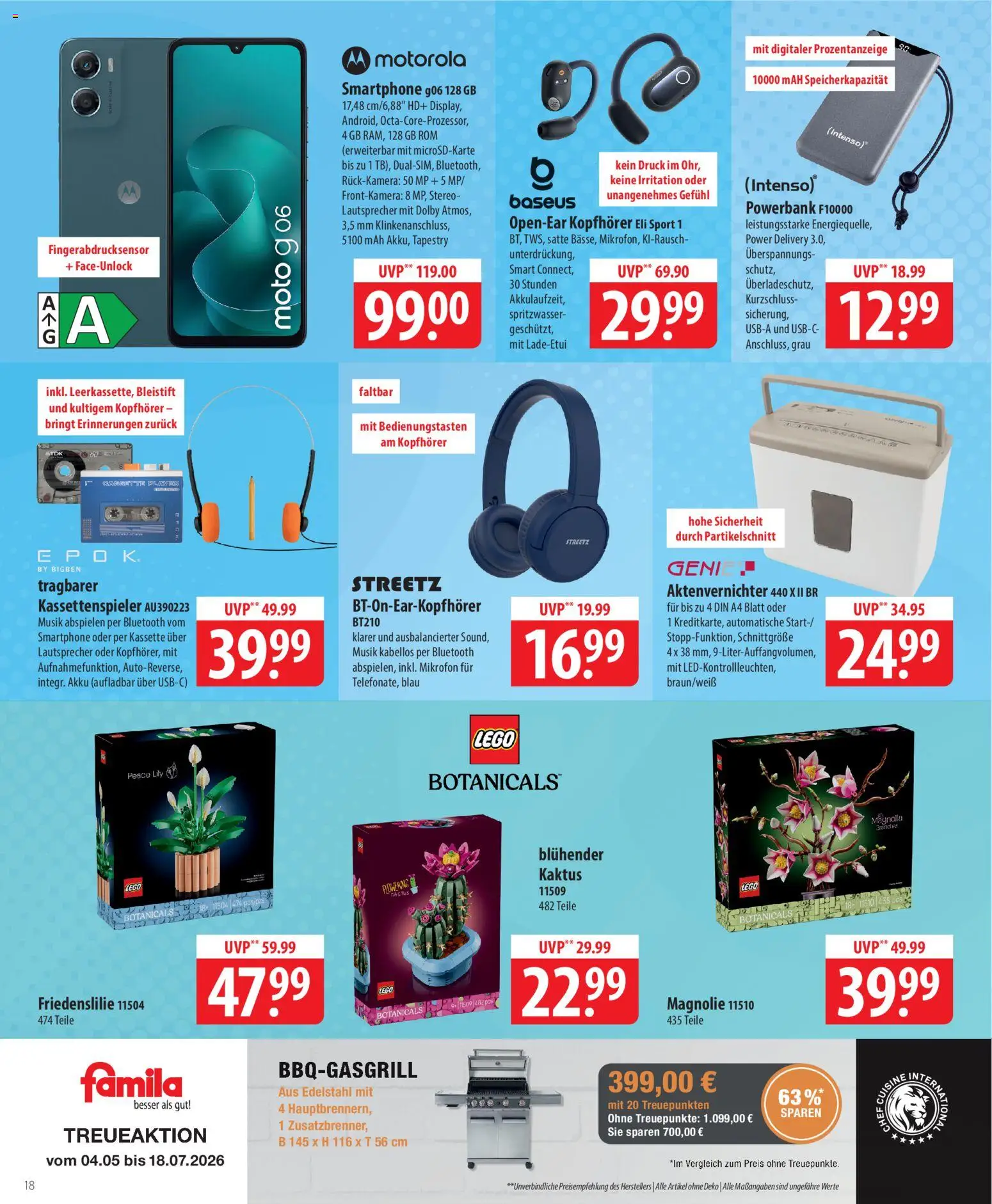 Famila Prospekt 	 – gültig ab 04.05.2026 | Seite: 18 | Produkte: Aktenvernichter, Powerbank, Player, Kopfhörer
