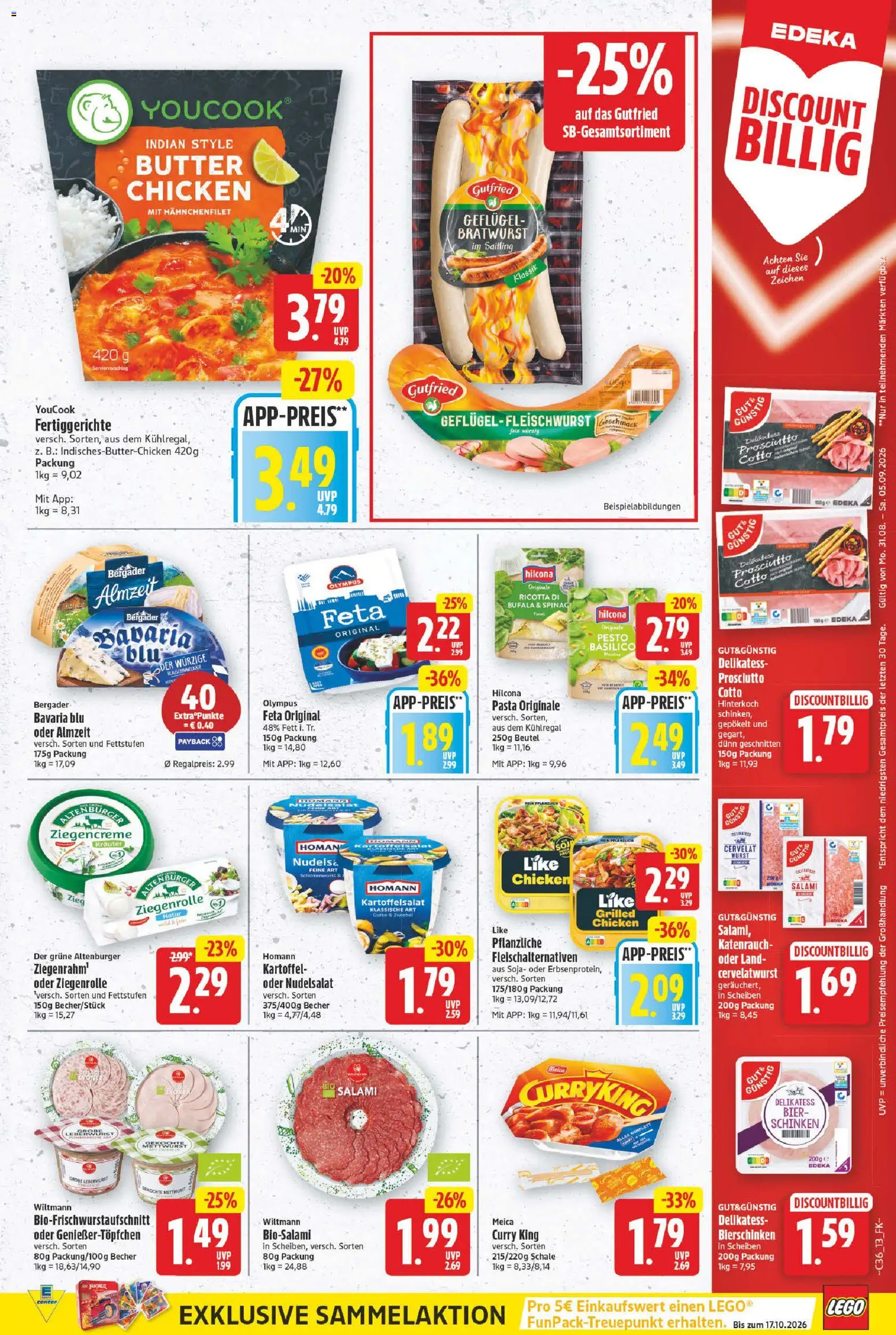 E center Prospekt – gültig ab 31.08.2026 | Seite: 15 | Produkte: Butter, Bratwurst, Pasta, Salami