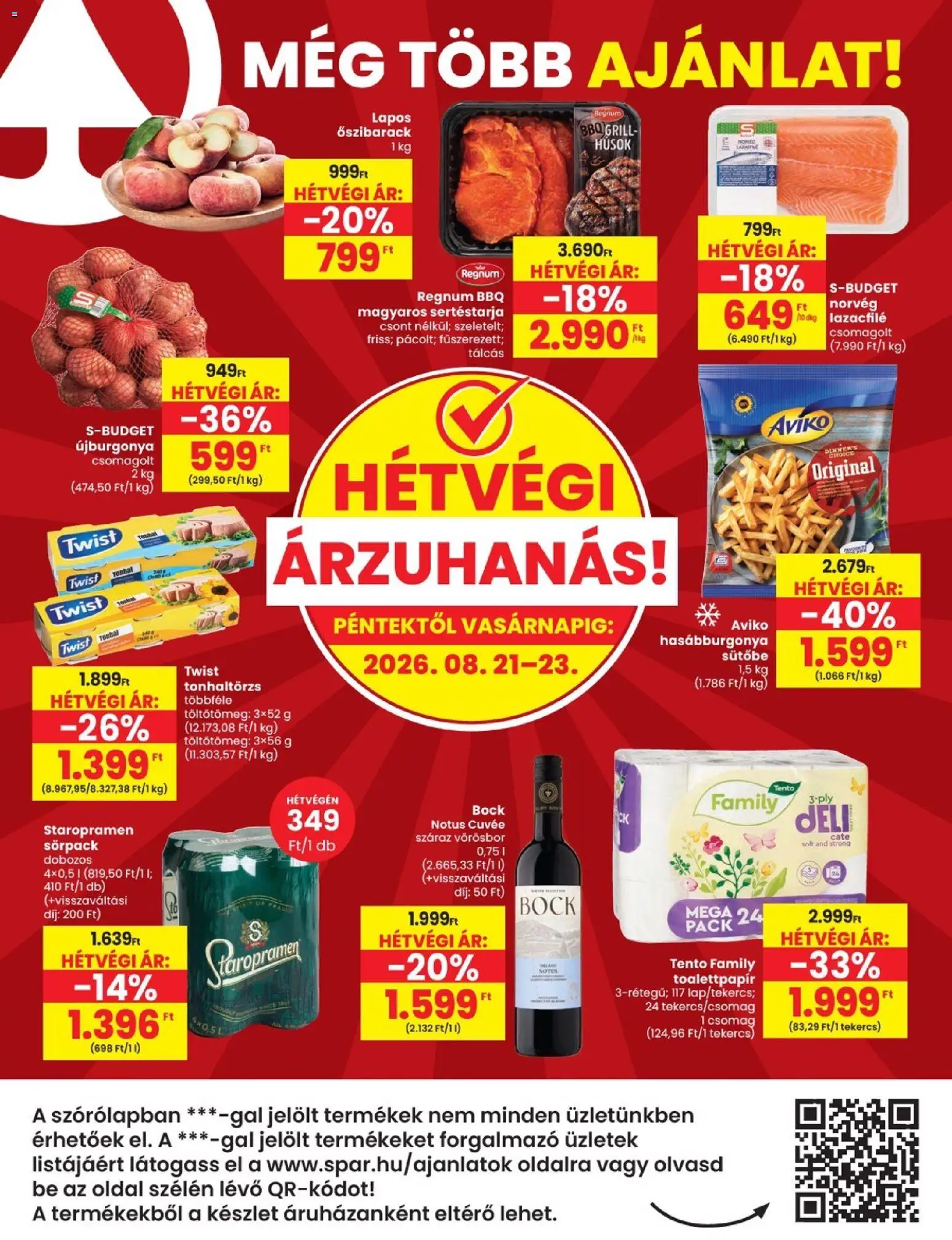 Spar akciós ujság - amely érvényes a következő dátumtól: 2026.08.19. | Oldal: 20 | Termékek: Grill, Lazacfilé, Száraz vörösbor, Cuvée