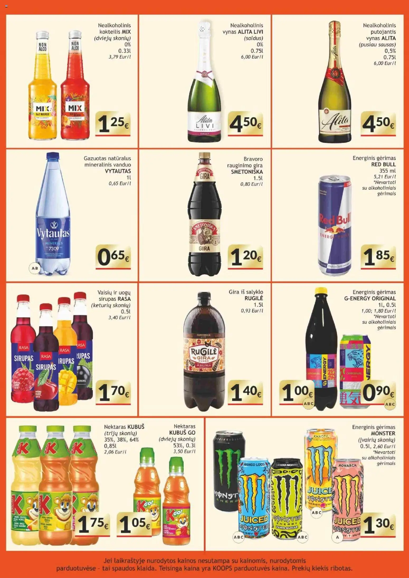 Koops akcijos nuo 11.05.2026 | Puslapis: 11 | Prekių: Nealkoholinis vynas, Nealkoholinis kokteilis, Energinis gėrimas, Mineralinis vanduo