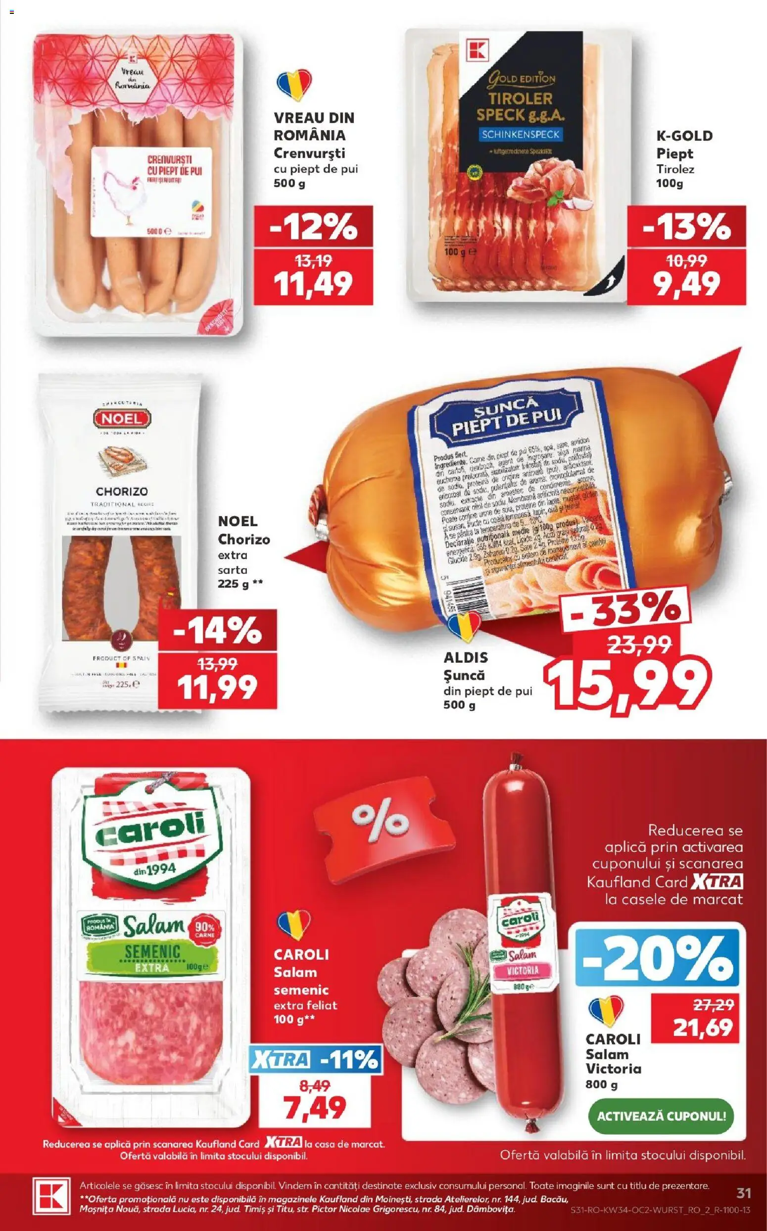 Noul catalog Kaufland – valabil de la 19.08.2026 | Pagină: 31 | Produse: Aplică, Crenvurști, Salam, Șuncă